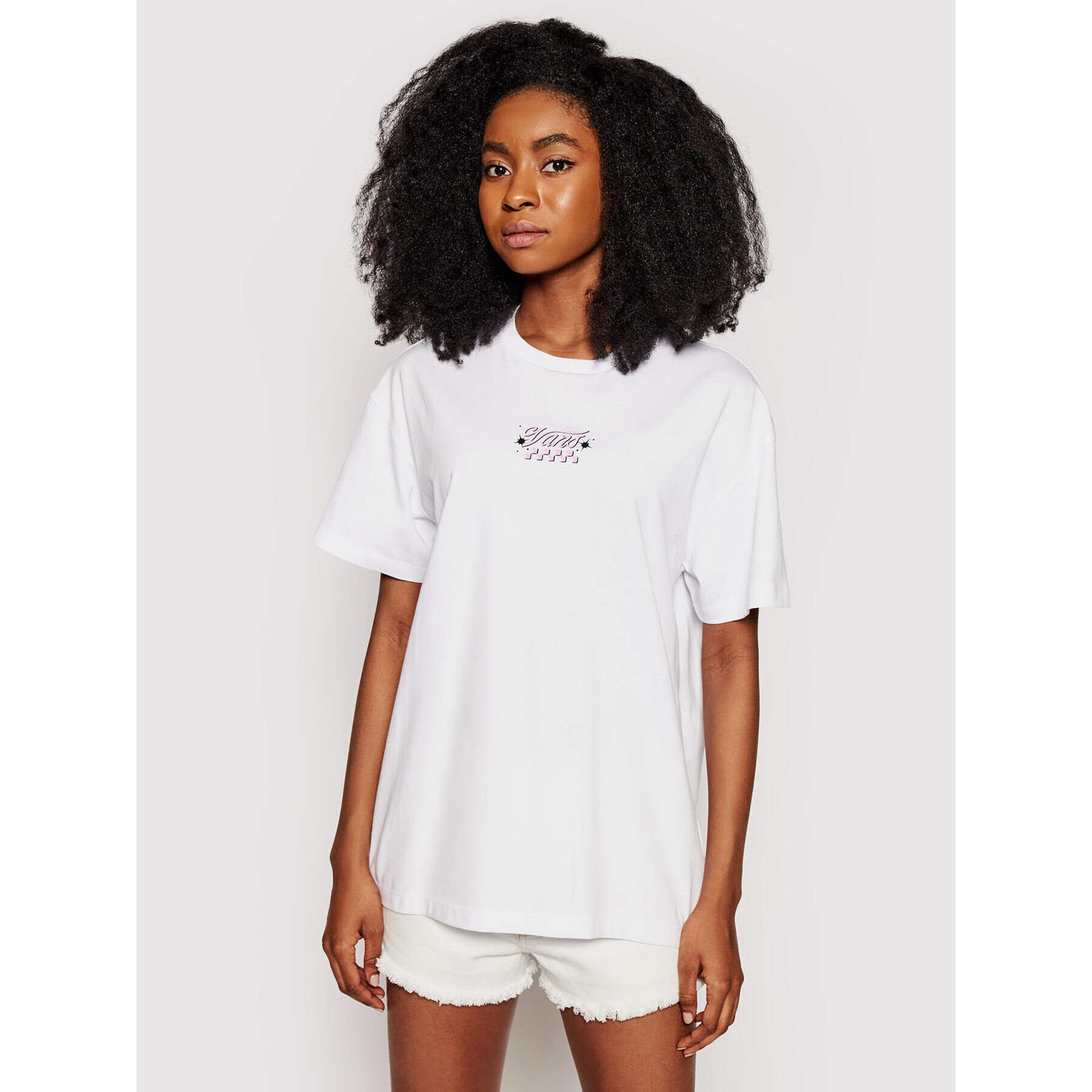 Vans Тишърт Check Together VN0A54VI Бял Oversize - Pepit.bg
