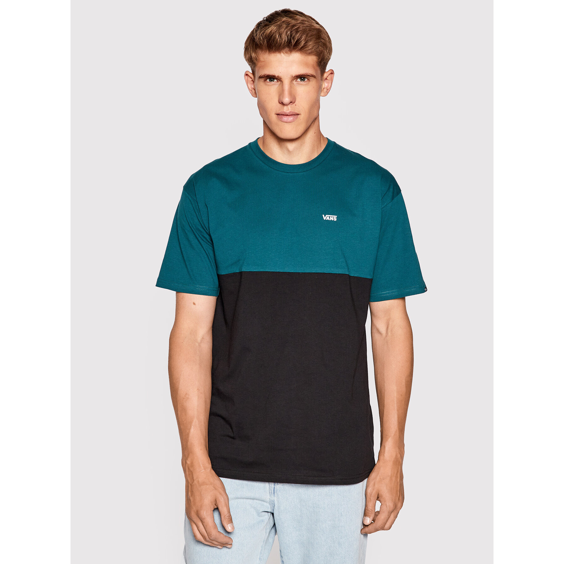 Vans Тишърт Colorblock VN0A3CZD Зелен Classic Fit - Pepit.bg