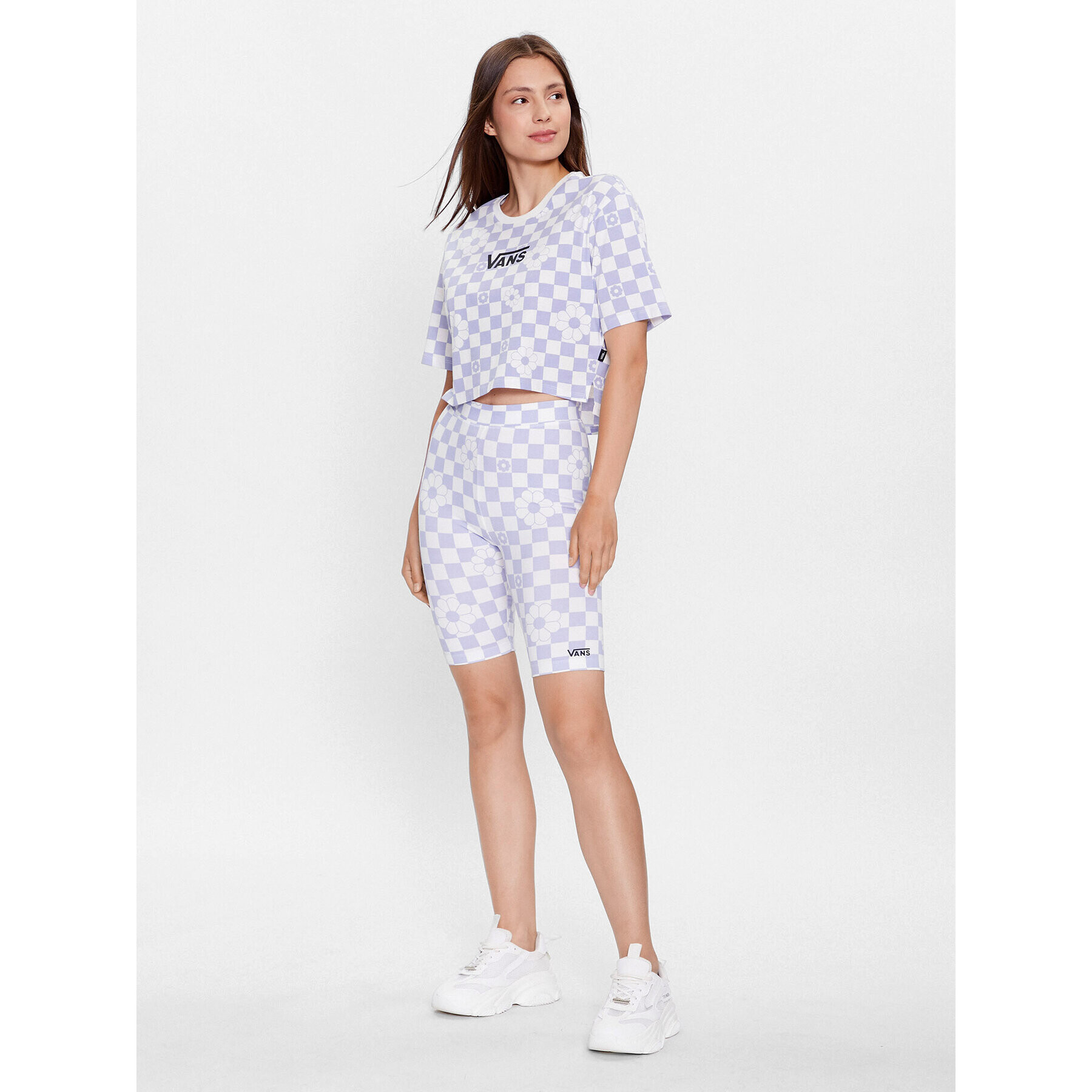 Vans Тишърт Floral Checker Ss Crop VN000ADT Виолетов Regular Fit - Pepit.bg