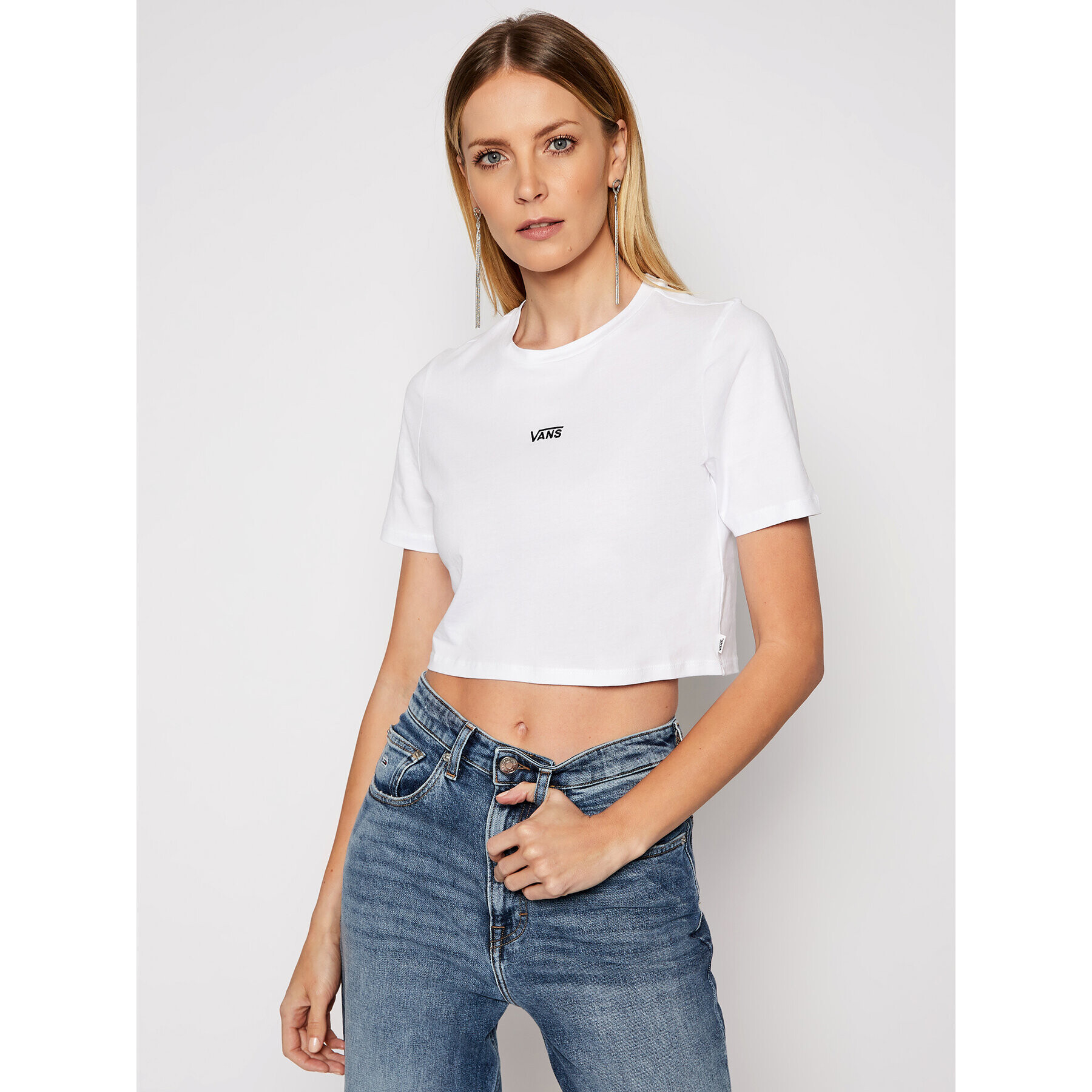 Vans Тишърт Flying V Crop Cre VN0A54QU Бял Cropped Fit - Pepit.bg