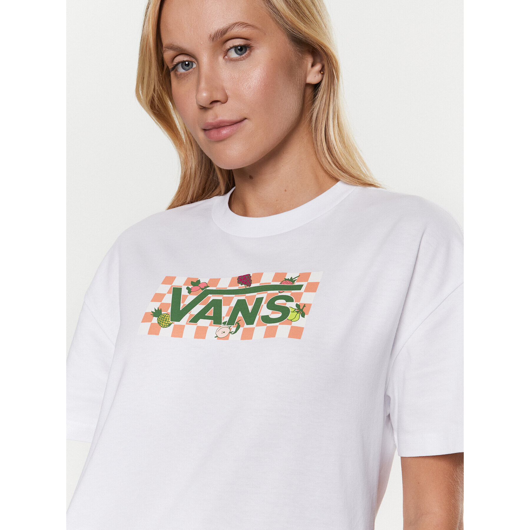 Vans Тишърт Fruit Checkboard VN0003V8 Бял Regular Fit - Pepit.bg