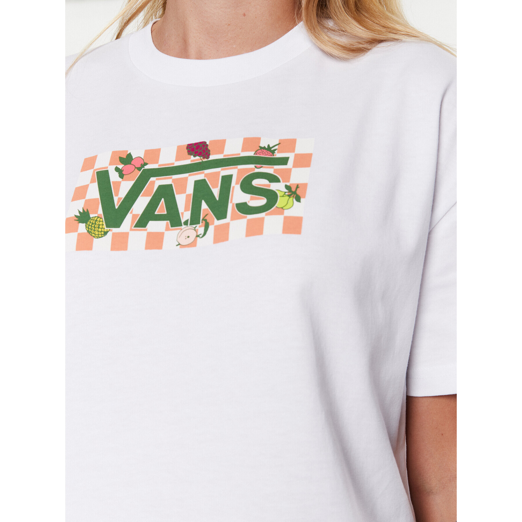 Vans Тишърт Fruit Checkboard VN0003V8 Бял Regular Fit - Pepit.bg