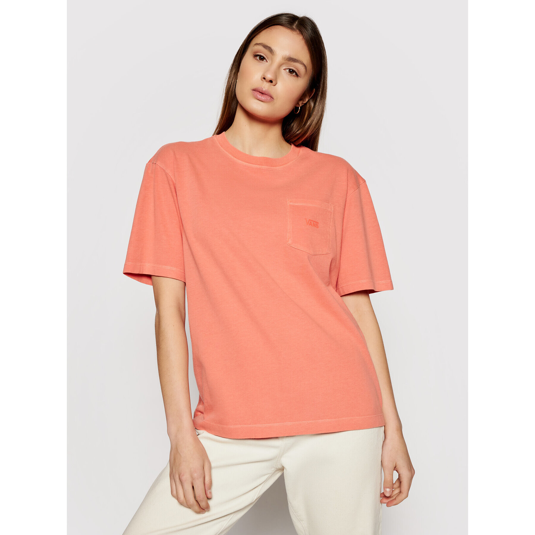 Vans Тишърт Pocket V VN0A53NS Оранжев Relaxed Fit - Pepit.bg