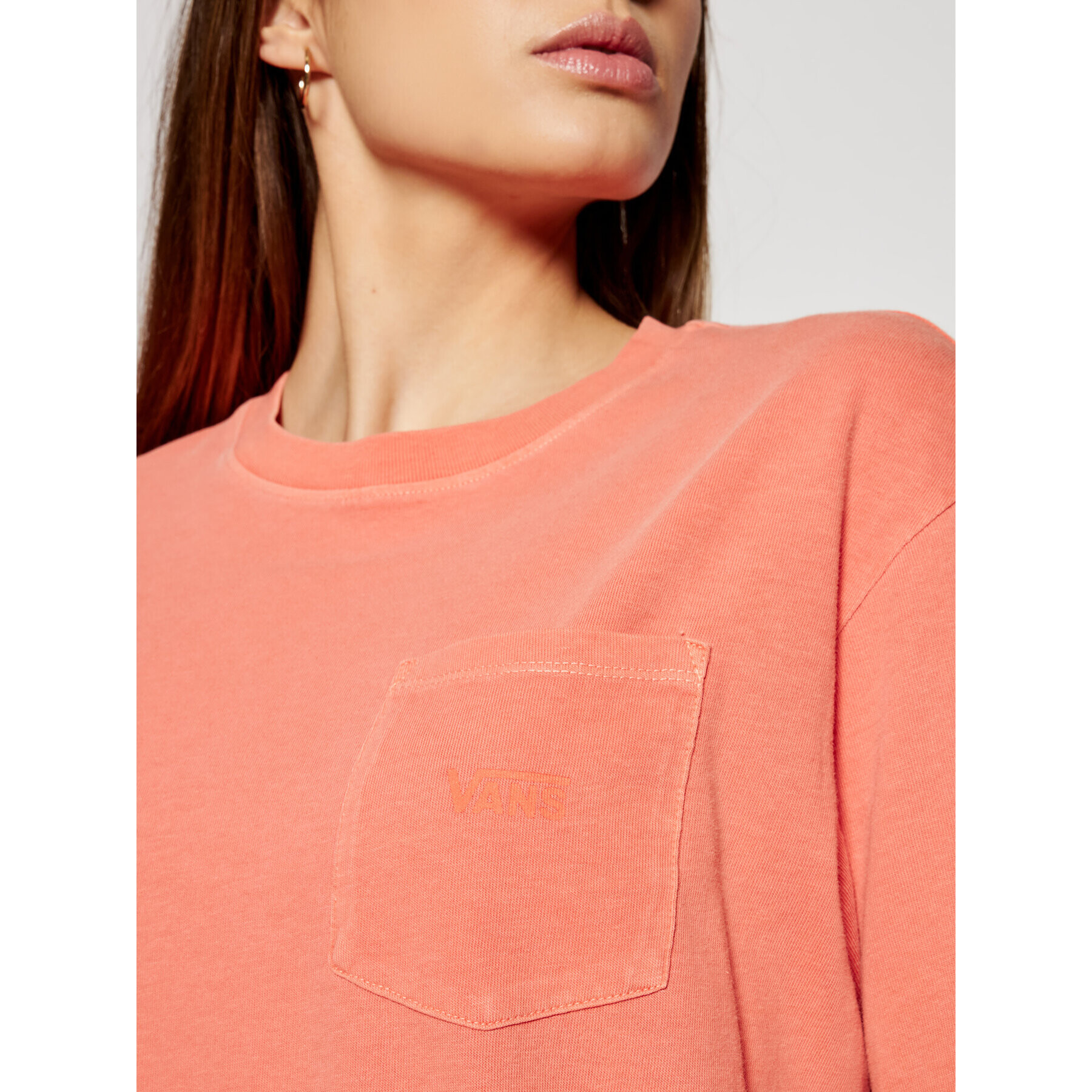 Vans Тишърт Pocket V VN0A53NS Оранжев Relaxed Fit - Pepit.bg