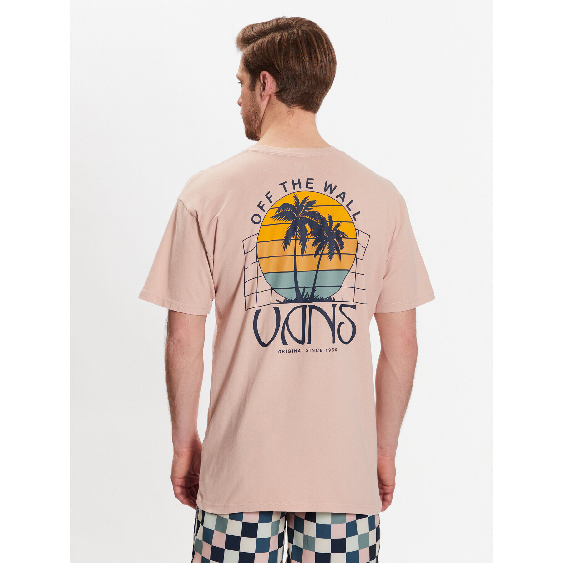 Vans Тишърт Sunset Dual Palm Vintage Ss Tee VN0006CH Розов Regular Fit - Pepit.bg