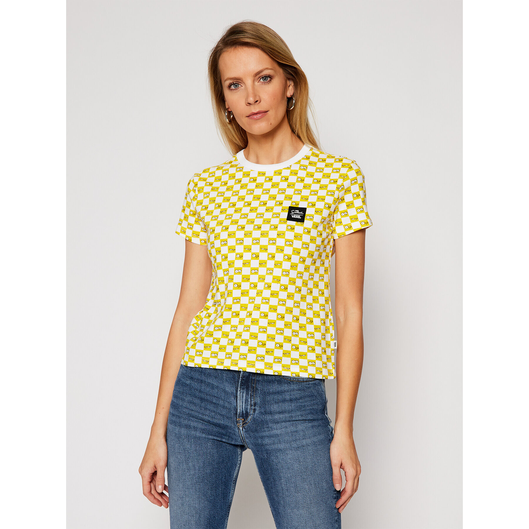 Vans Тишърт THE SIMPSONS Check Eyes Tee VN0A4V43 Жълт Regular Fit - Pepit.bg