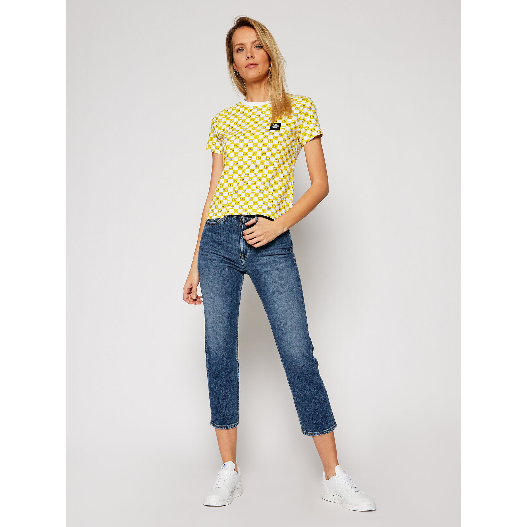 Vans Тишърт THE SIMPSONS Check Eyes Tee VN0A4V43 Жълт Regular Fit - Pepit.bg
