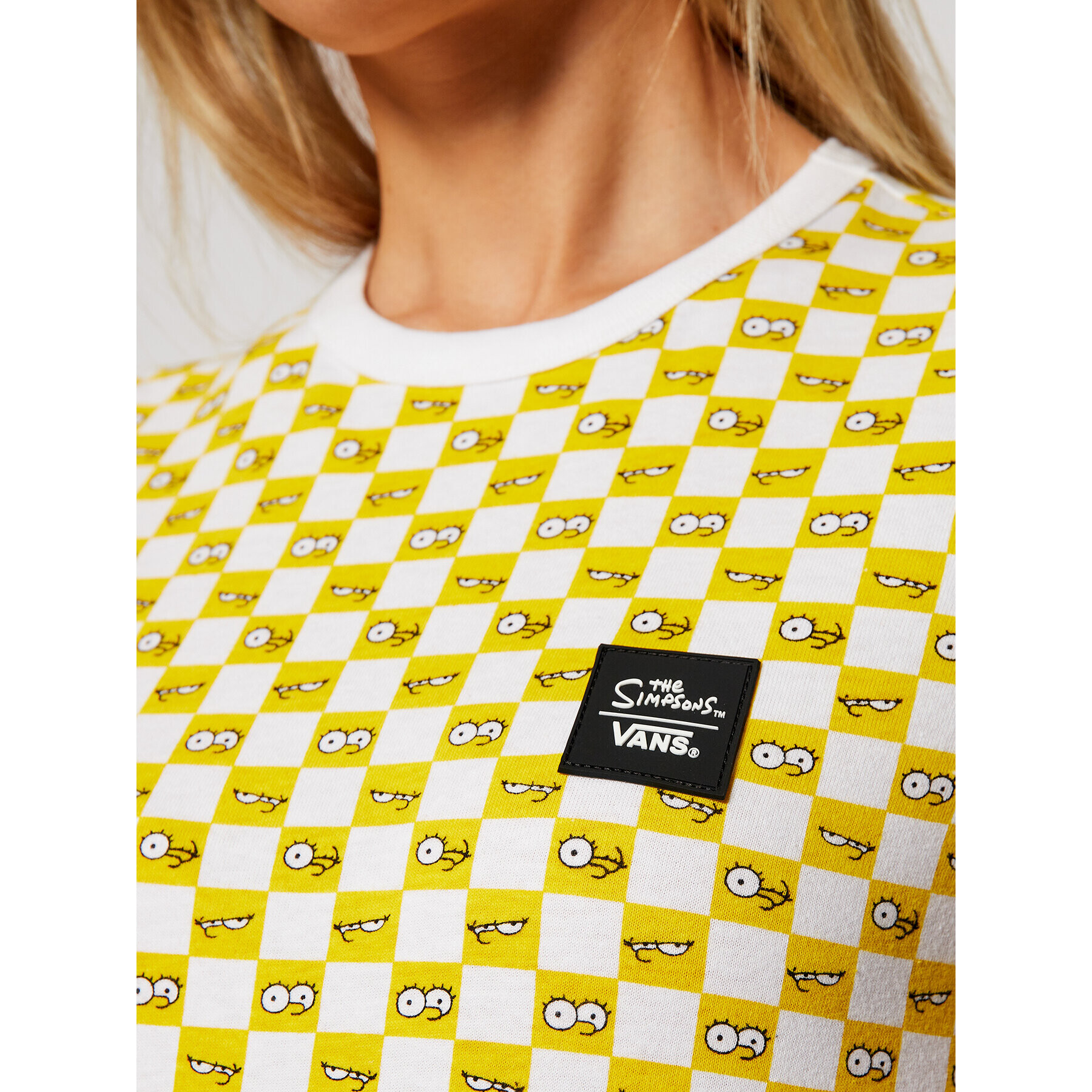 Vans Тишърт THE SIMPSONS Check Eyes Tee VN0A4V43 Жълт Regular Fit - Pepit.bg
