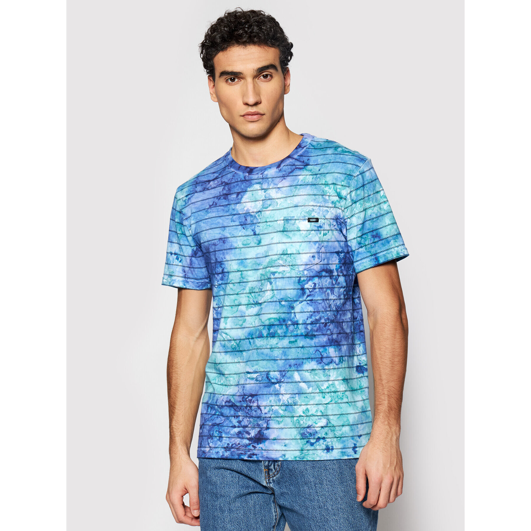 Vans Тишърт Tie Dye Checkerstripe VN0A54BJ Виолетов Regular Fit - Pepit.bg