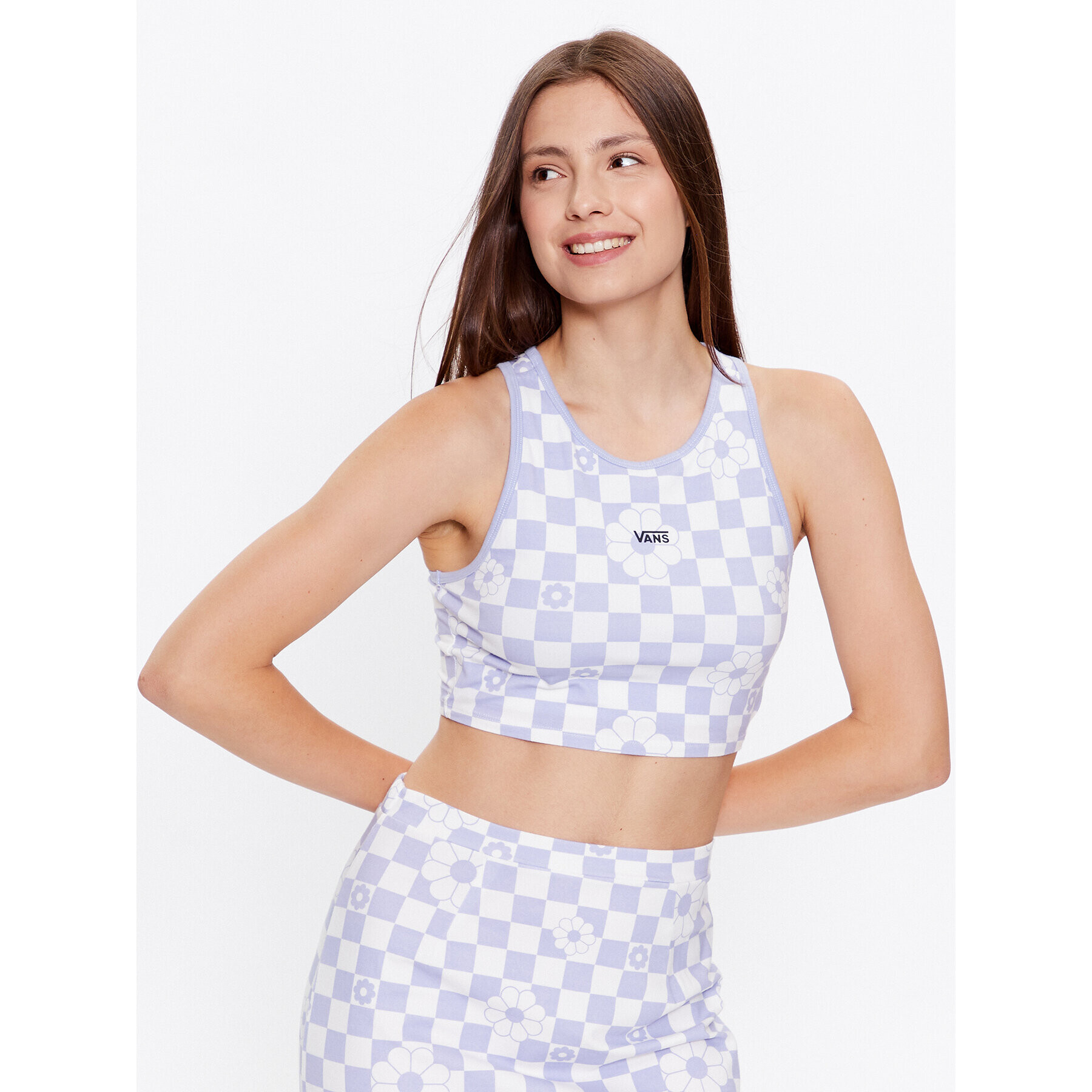 Vans топ Longline Racerback Print Bralette VN00073R Виолетов Regular Fit - Pepit.bg