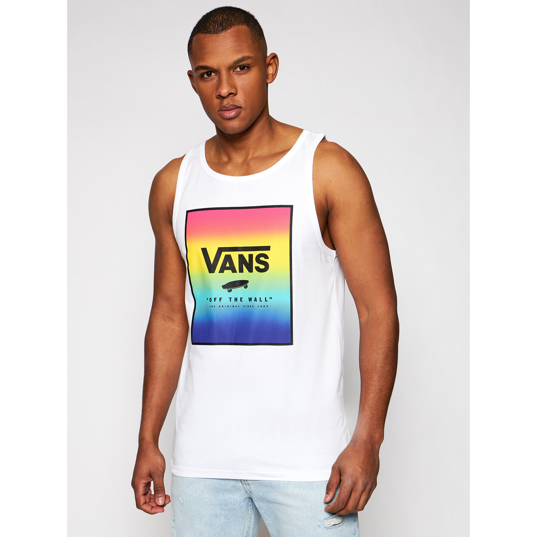 Vans Топ Print Box VN0A31EX Бял Classic Fit - Pepit.bg