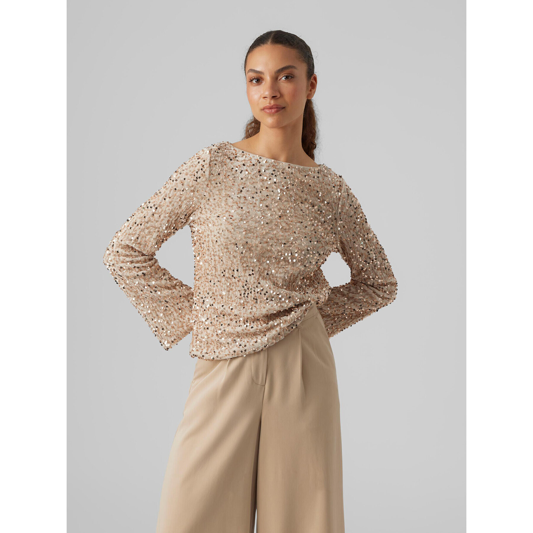 Vero Moda Блуза 10298495 Бежов Regular Fit - Pepit.bg