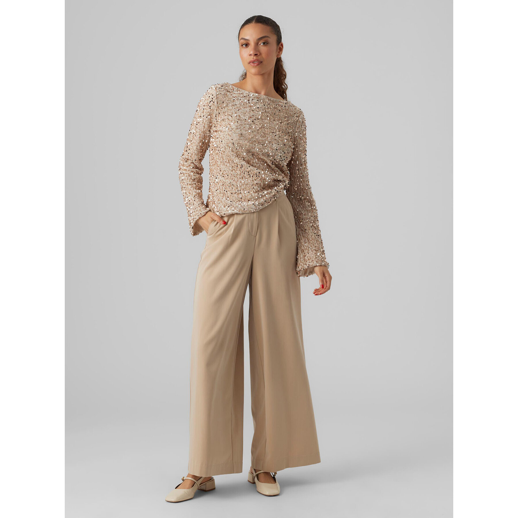 Vero Moda Блуза 10298495 Бежов Regular Fit - Pepit.bg
