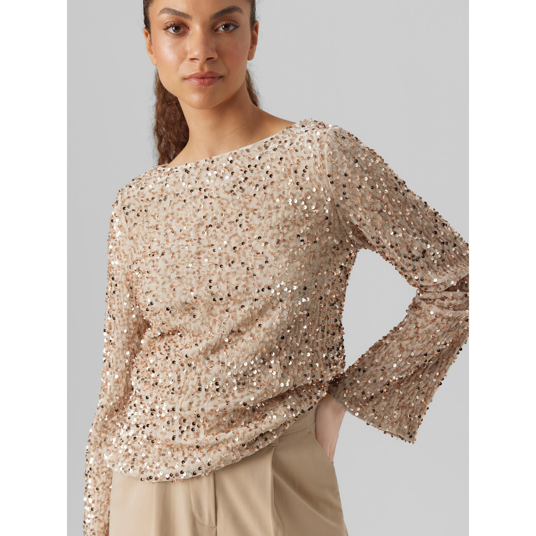 Vero Moda Блуза 10298495 Бежов Regular Fit - Pepit.bg