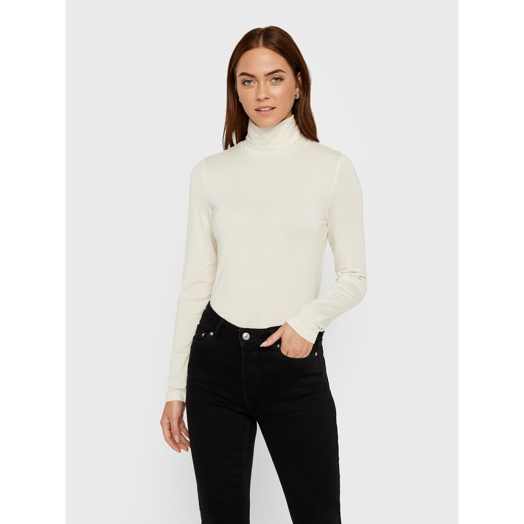 Vero Moda Поло Ava 10219220 Екрю Slim Fit - Pepit.bg