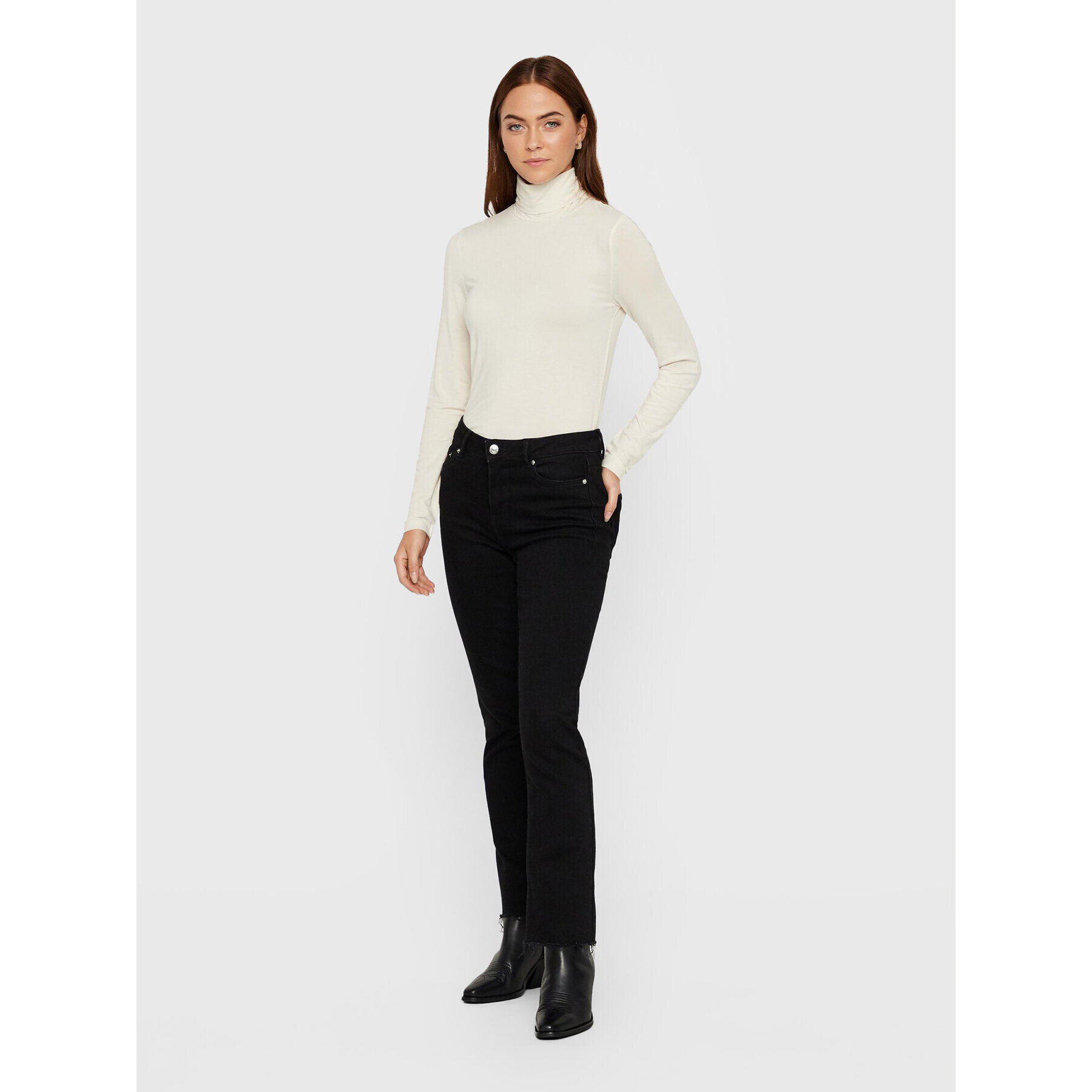 Vero Moda Поло Ava 10219220 Екрю Slim Fit - Pepit.bg