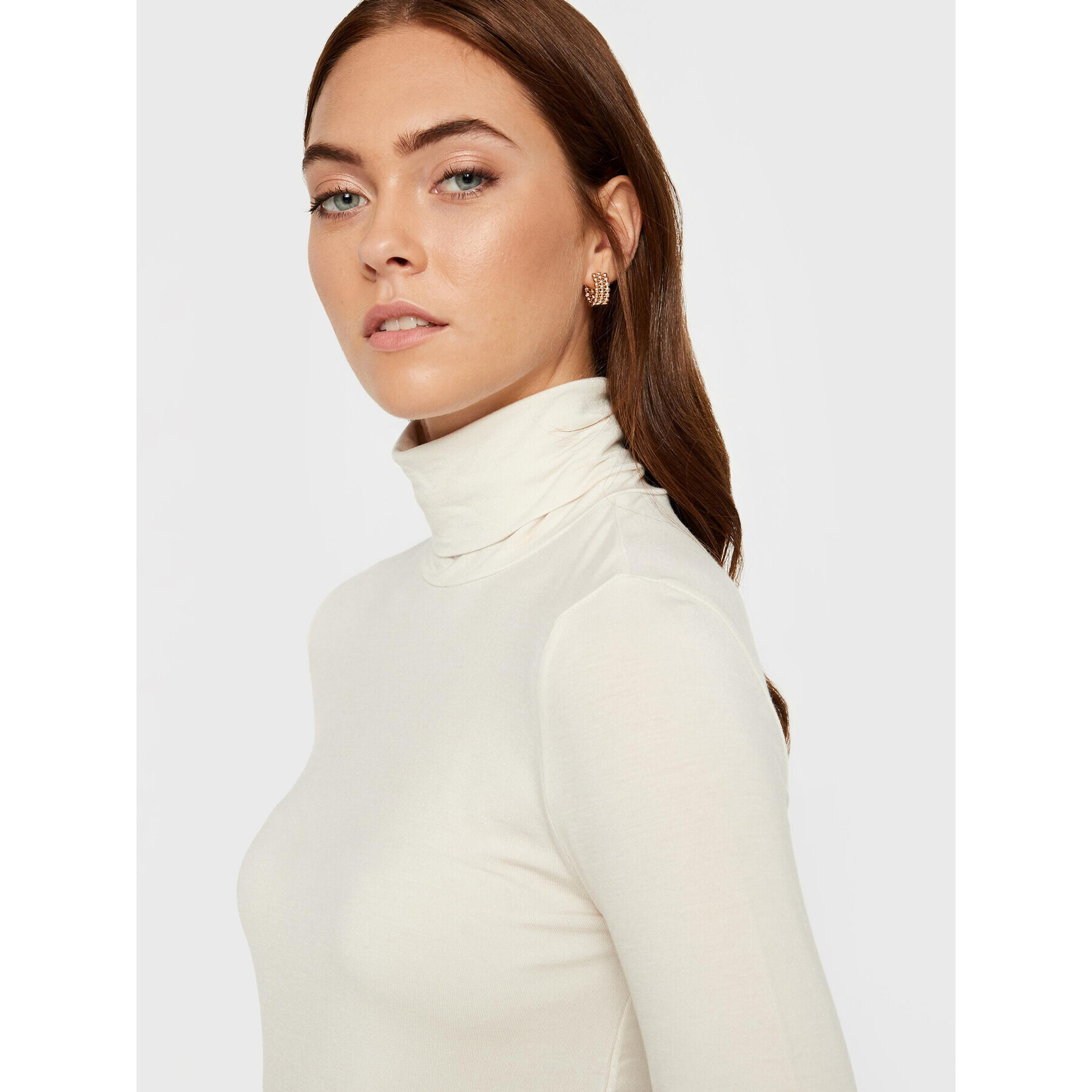 Vero Moda Поло Ava 10219220 Екрю Slim Fit - Pepit.bg