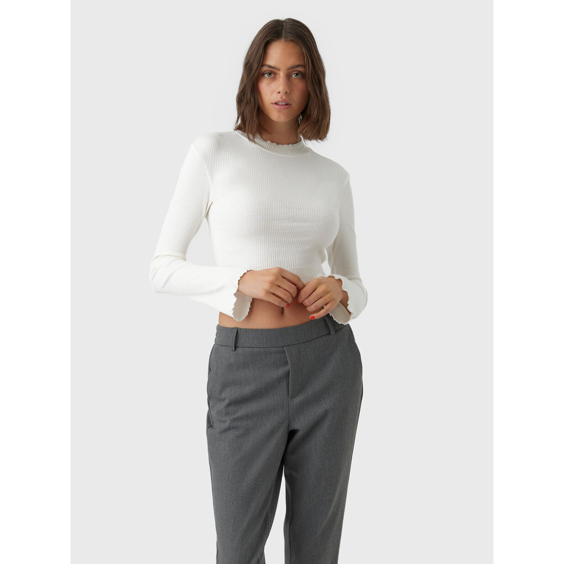 Vero Moda Блуза Hati 10275570 Бял Slim Fit - Pepit.bg