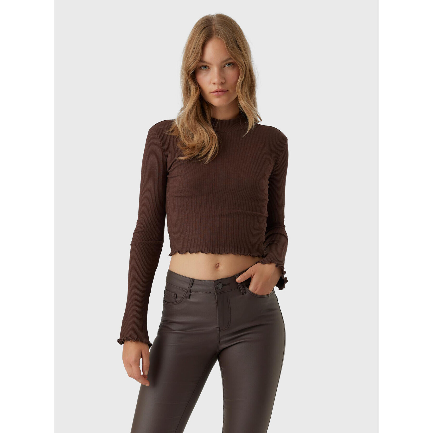 Vero Moda Блуза Hati 10275570 Кафяв Slim Fit - Pepit.bg