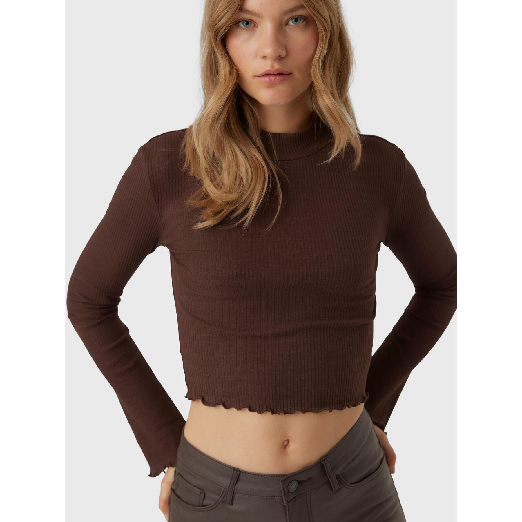 Vero Moda Блуза Hati 10275570 Кафяв Slim Fit - Pepit.bg