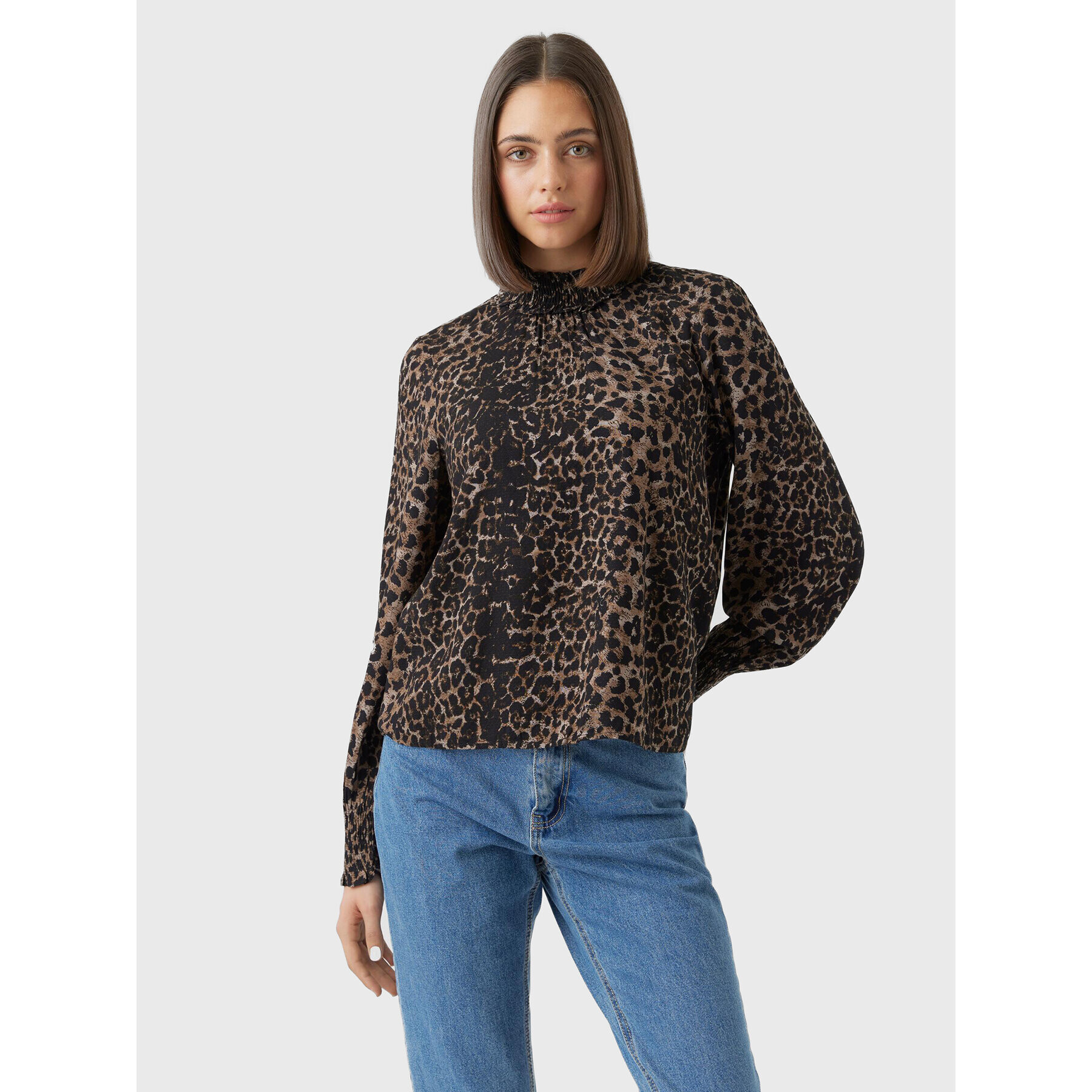 Vero Moda Блуза Kittie 10276212 Кафяв Relaxed Fit - Pepit.bg