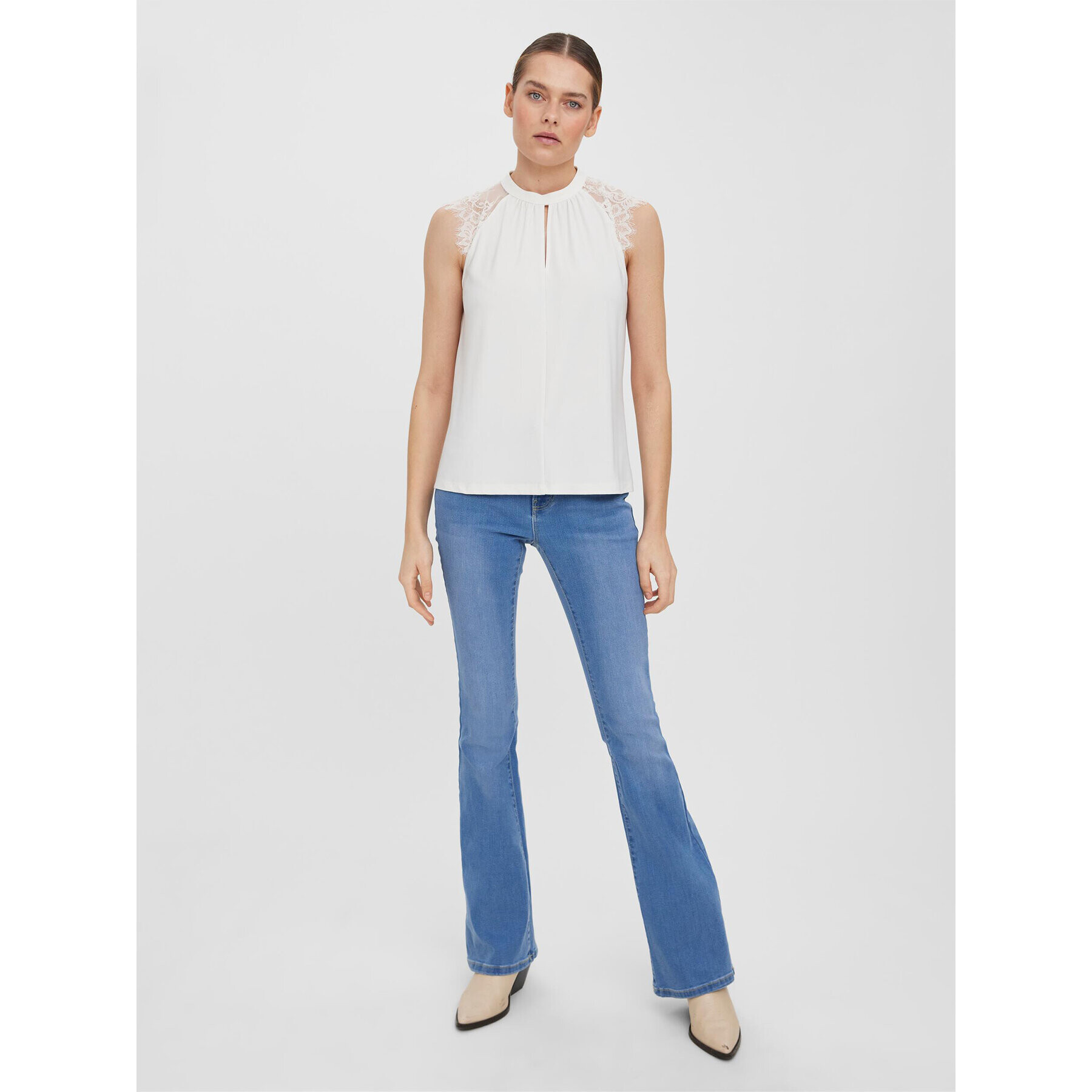 Vero Moda Блуза Milla 10226072 Бял Regular Fit - Pepit.bg
