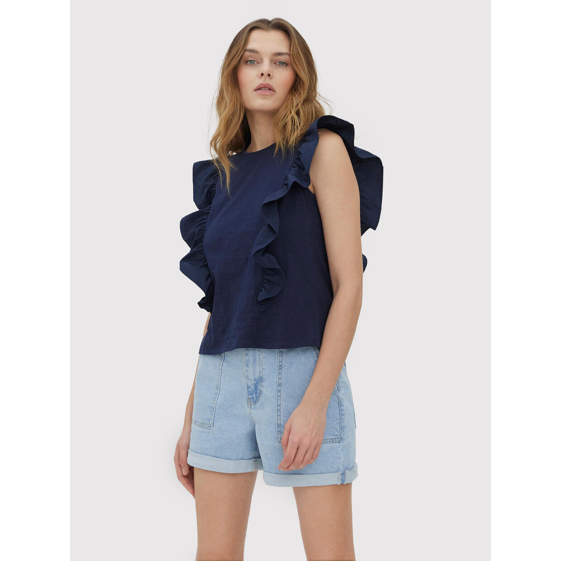 Vero Moda Блуза Ovina 10265116 Тъмносин Regular Fit - Pepit.bg