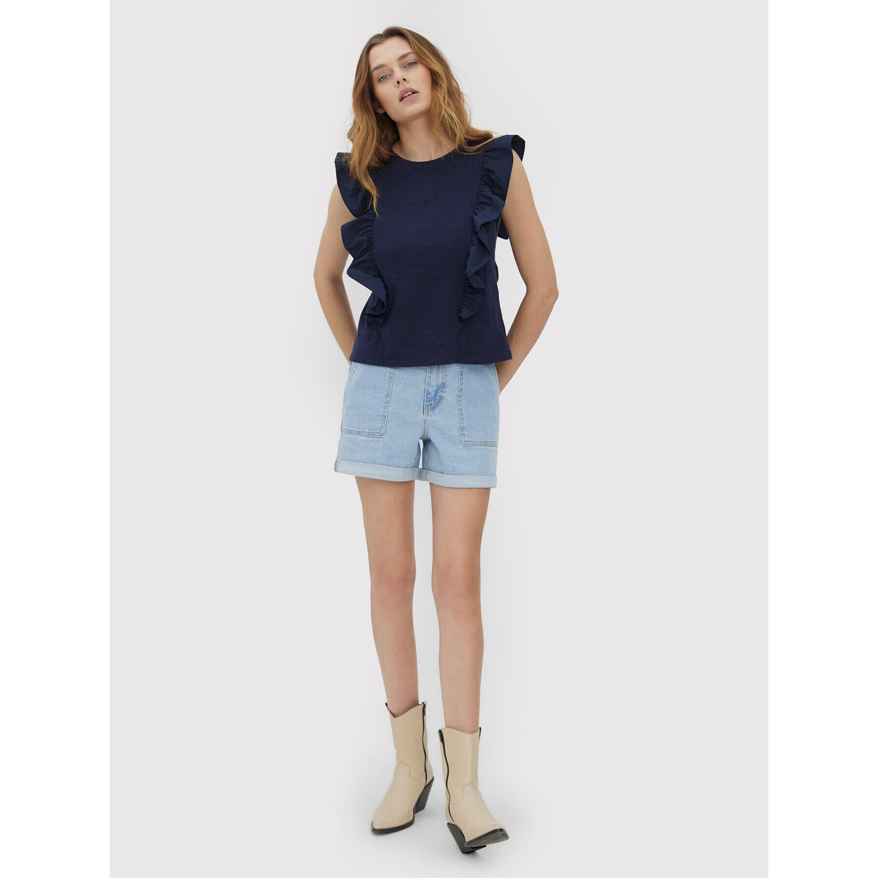 Vero Moda Блуза Ovina 10265116 Тъмносин Regular Fit - Pepit.bg