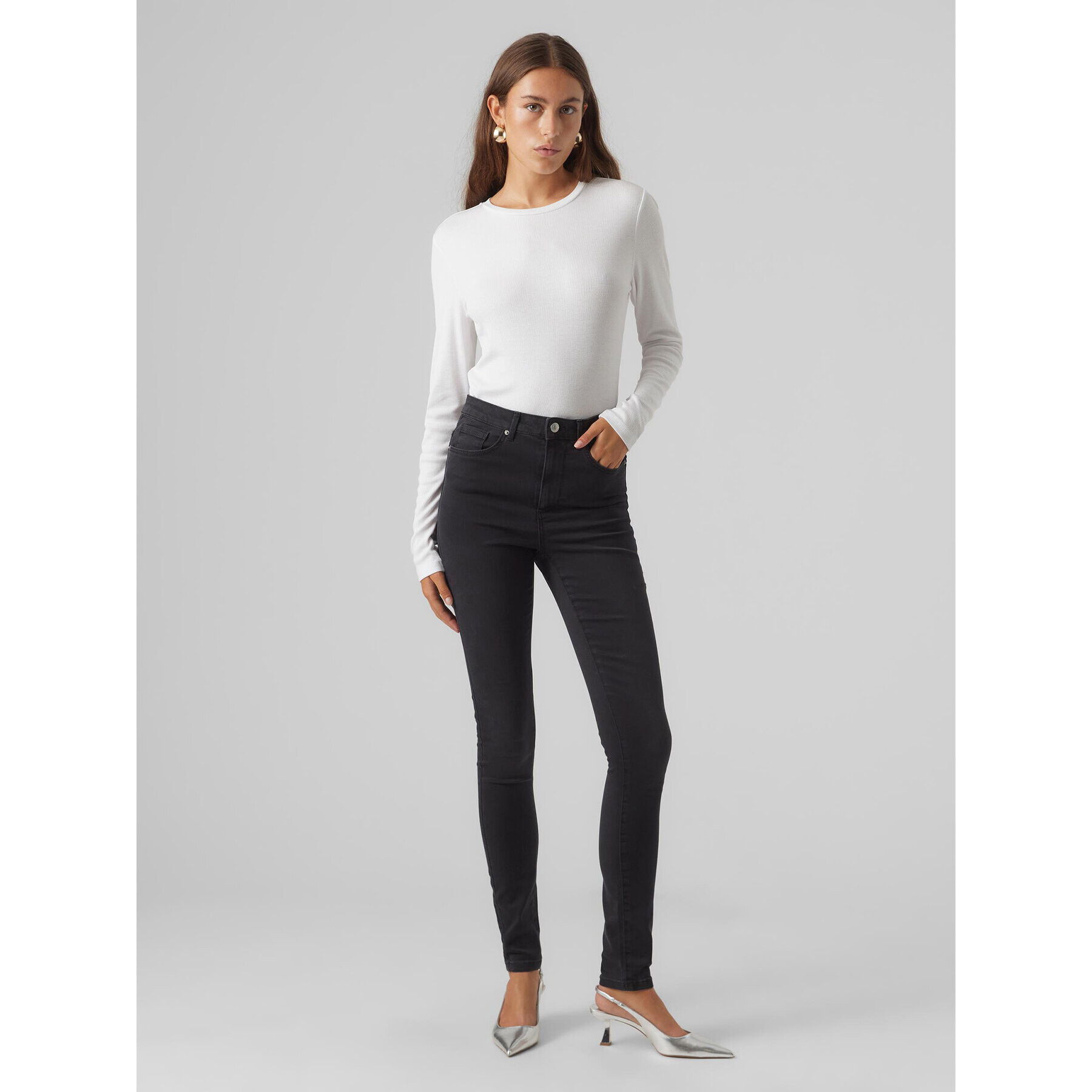 Vero Moda Блуза Roma 10293830 Бял Slim Fit - Pepit.bg