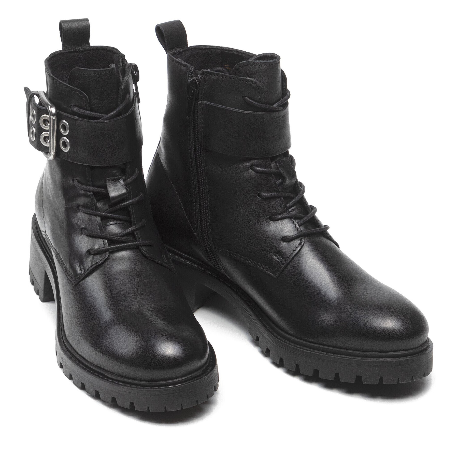 Vero Moda Боти Vmrough Leather Boot 10264287 Черен - Pepit.bg