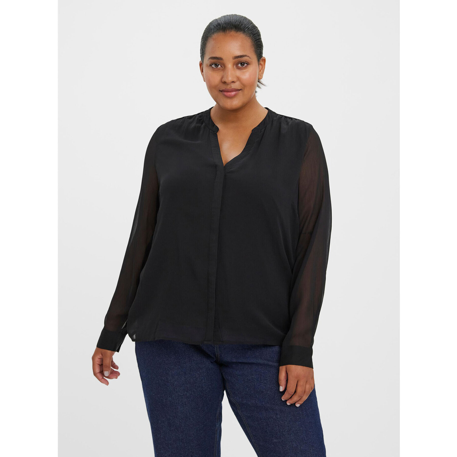 Vero Moda Curve Блуза Kaya 10280402 Черен Regular Fit - Pepit.bg