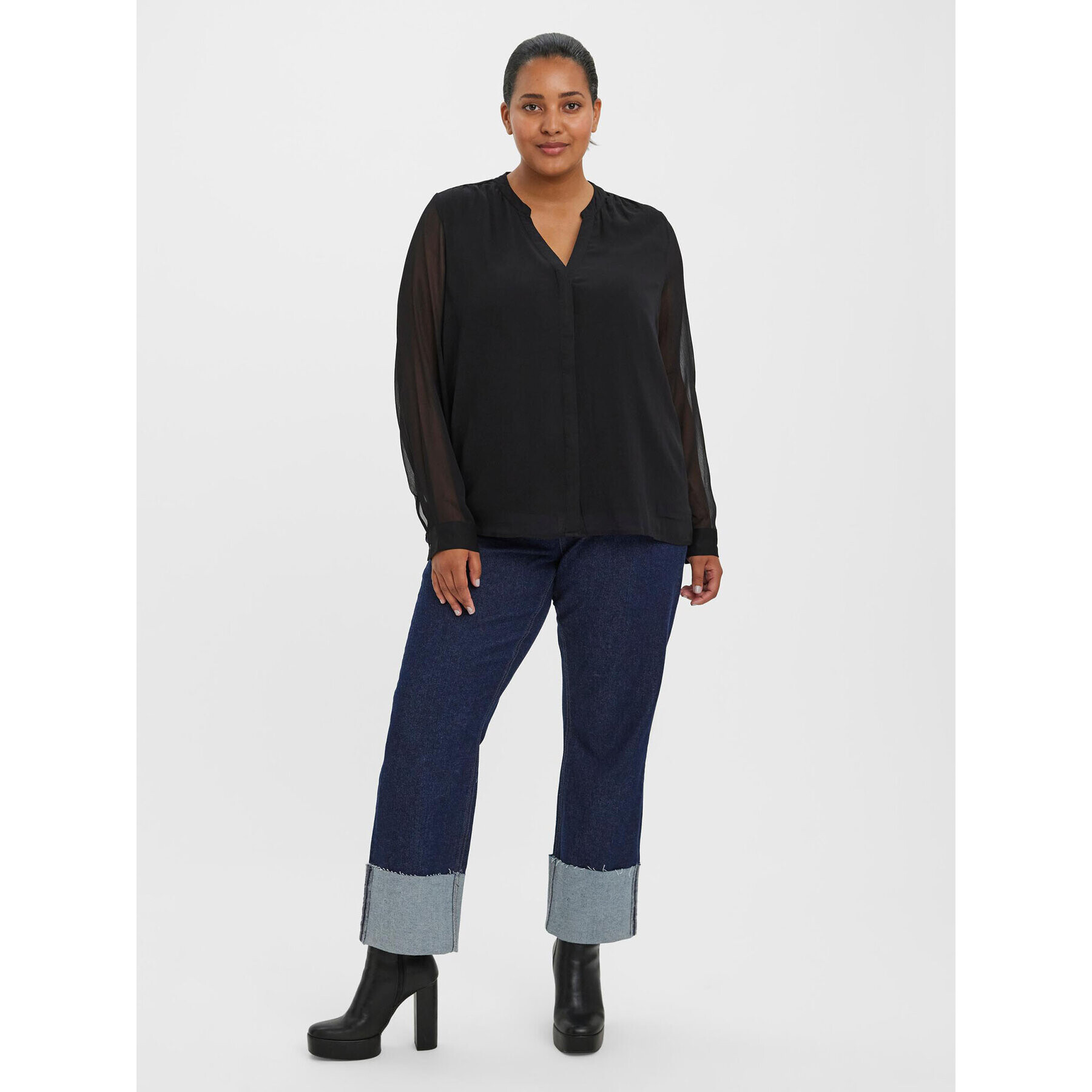 Vero Moda Curve Блуза Kaya 10280402 Черен Regular Fit - Pepit.bg