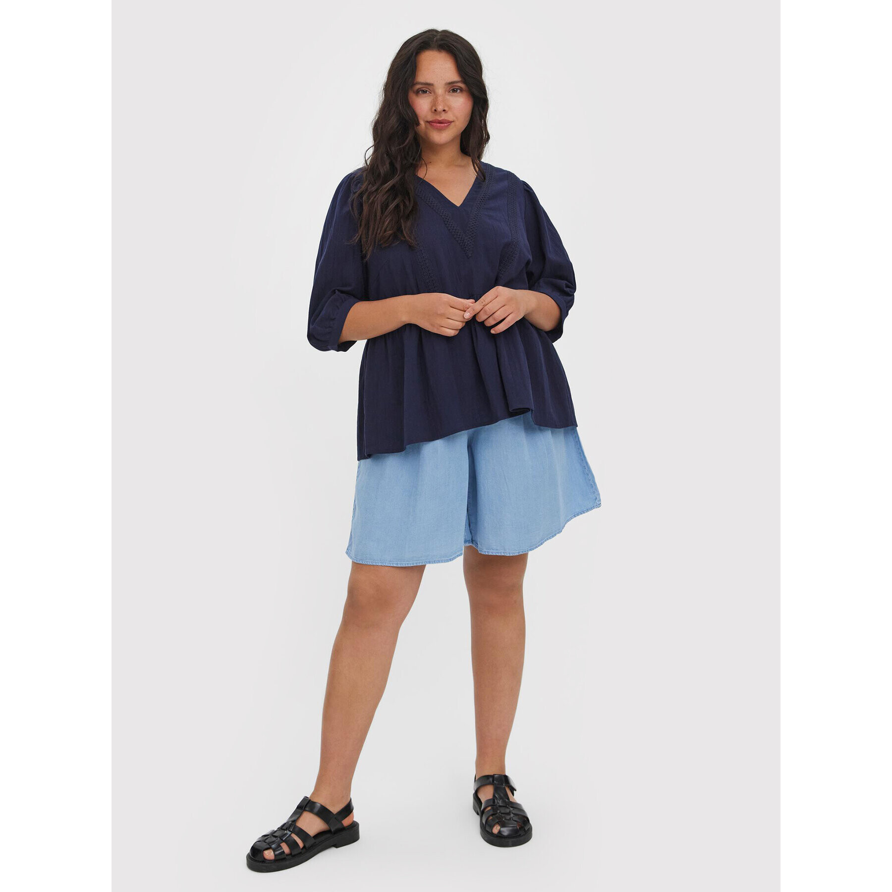 Vero Moda Curve Блуза Mavis 10267028 Тъмносин Regular Fit - Pepit.bg
