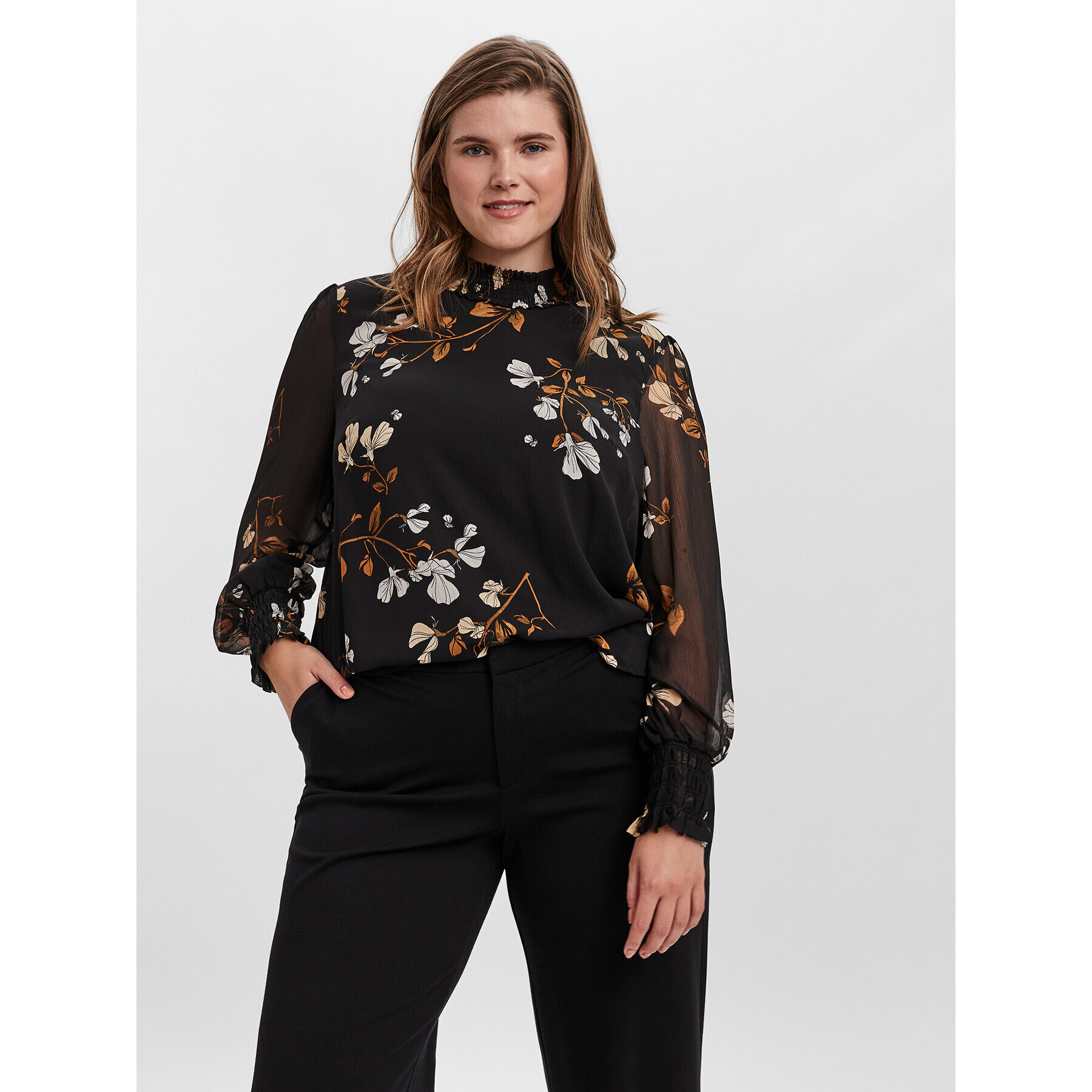 Vero Moda Curve Блуза Nilla 10264928 Черен Regular Fit - Pepit.bg