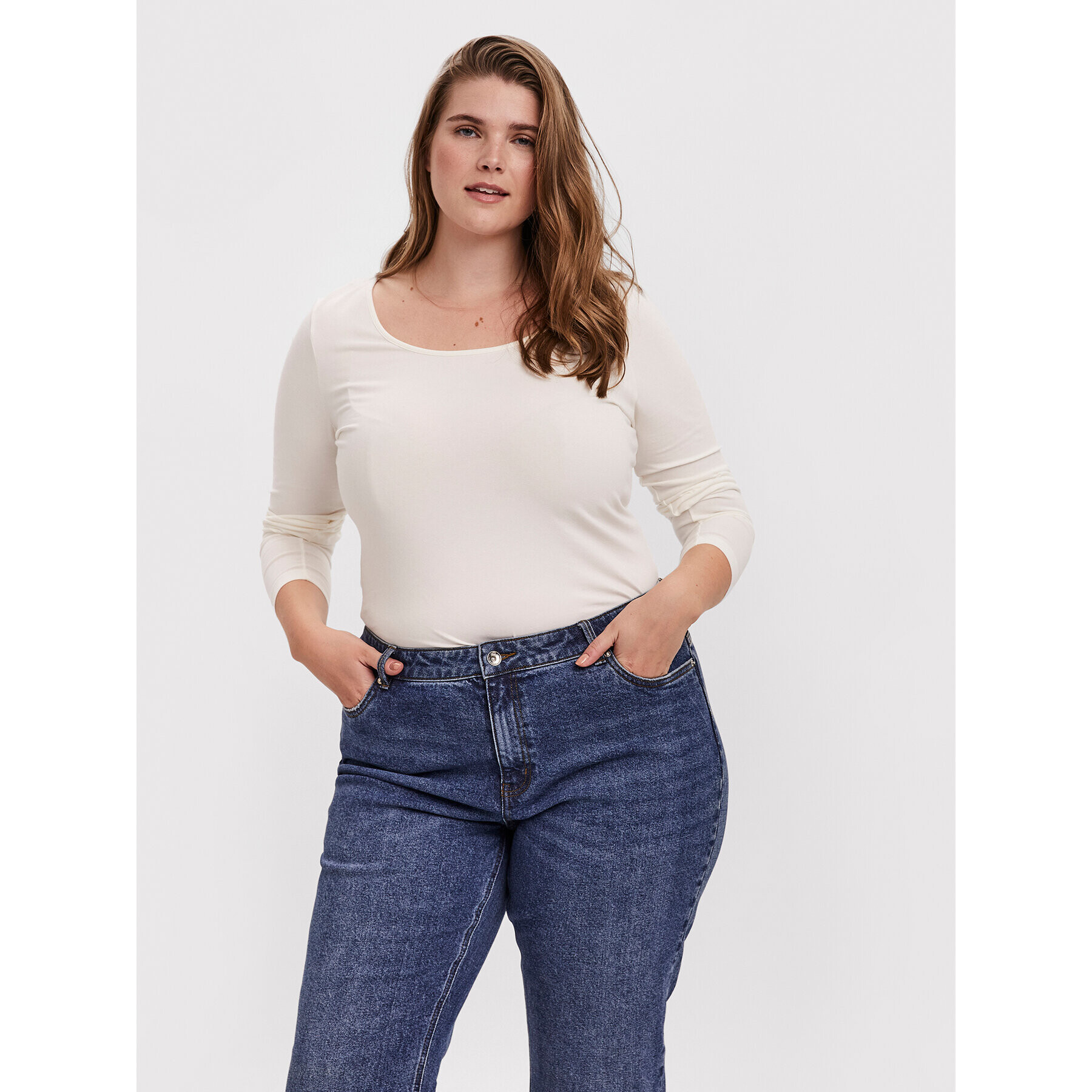 Vero Moda Curve Блуза Paxi 10251959 Бял Regular Fit - Pepit.bg