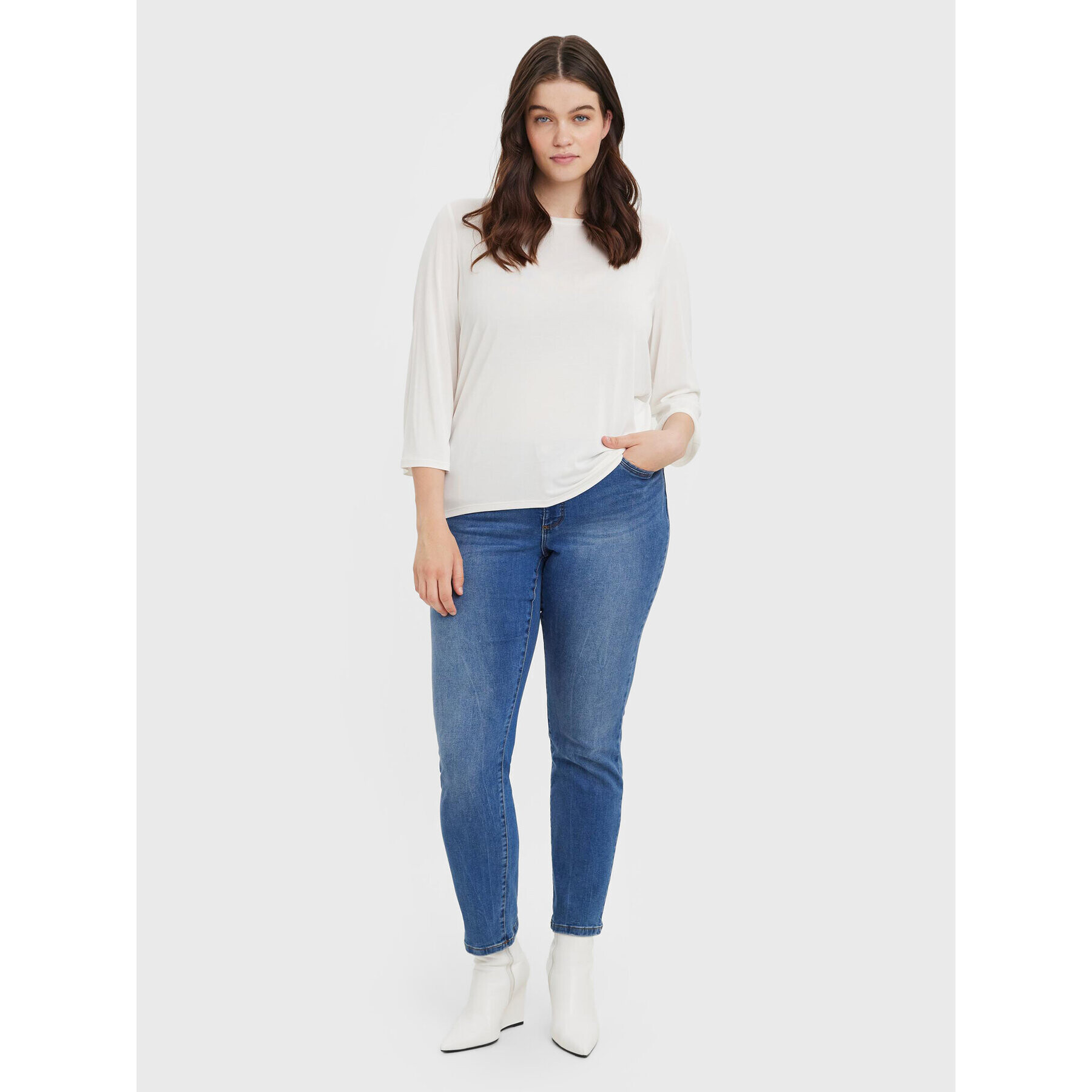 Vero Moda Curve Блуза Vebia 10279540 Бял Regular Fit - Pepit.bg