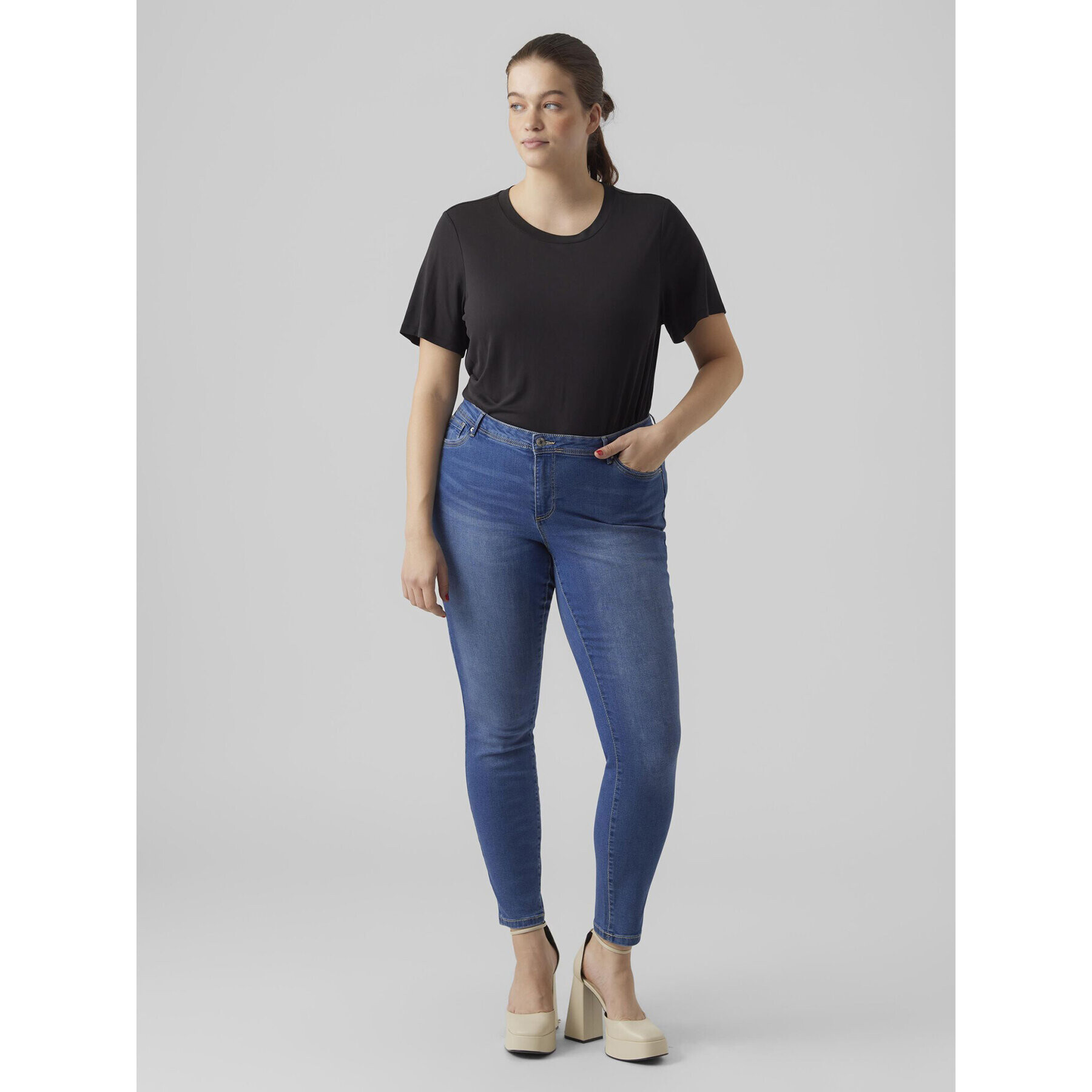 Vero Moda Curve Дънки Fanya 10287061 Син Slim Fit - Pepit.bg