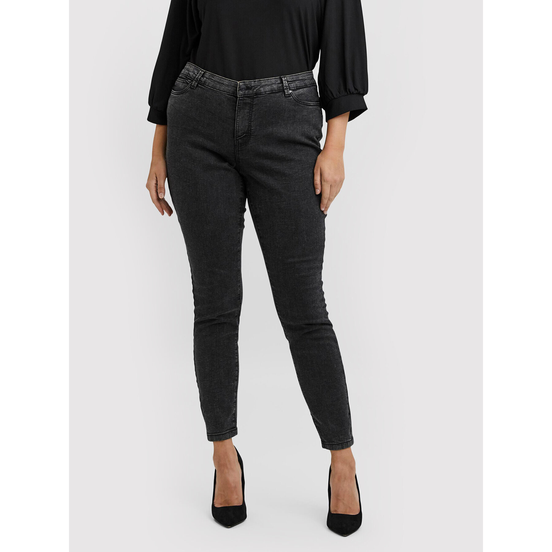 Vero Moda Curve Дънки Ludy 10249796 Черен Slim Fit - Pepit.bg