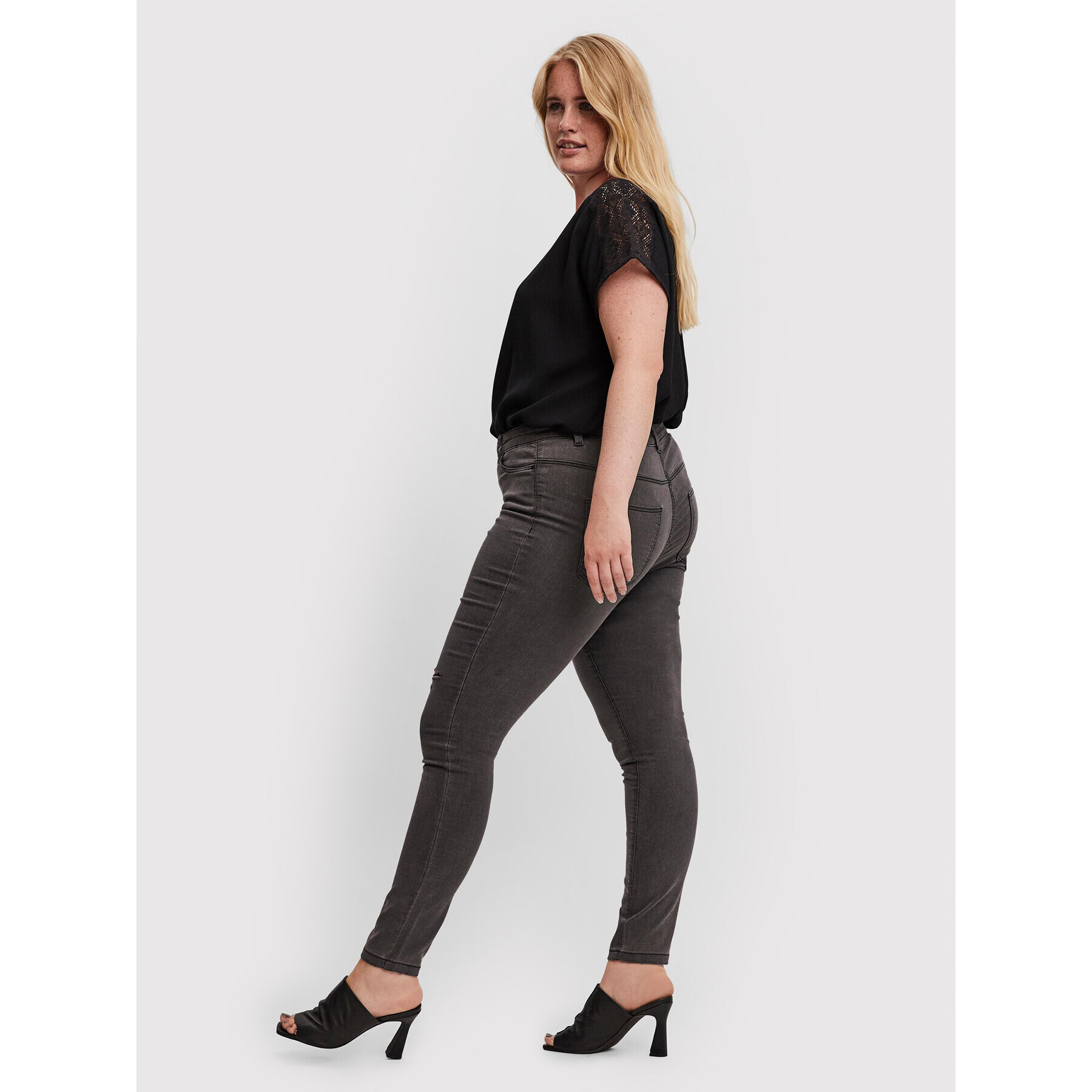 Vero Moda Curve Дънки Ludy 10249821 Сив Slim Fit - Pepit.bg
