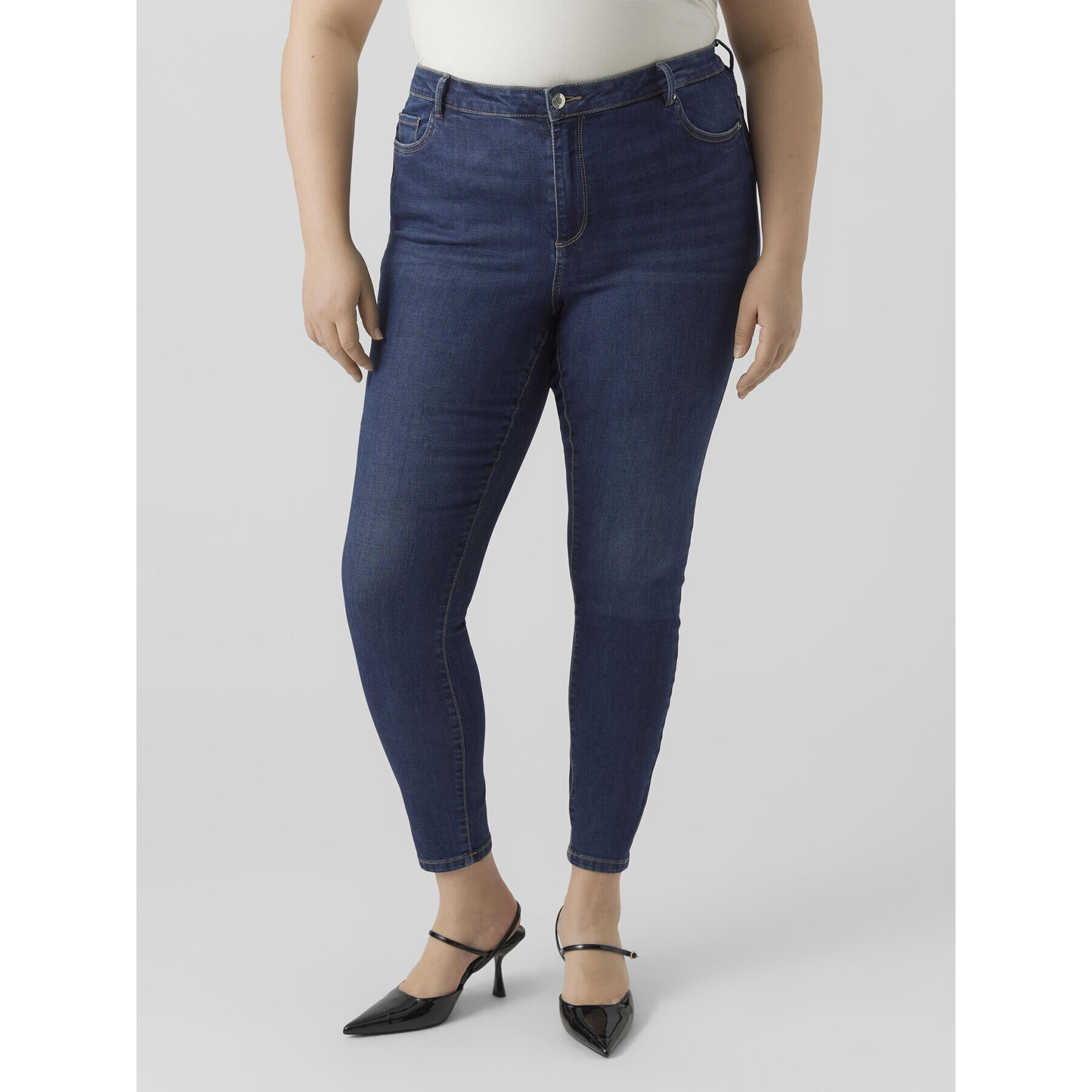 Vero Moda Curve Дънки Phia 10285012 Тъмносин Skinny Fit - Pepit.bg