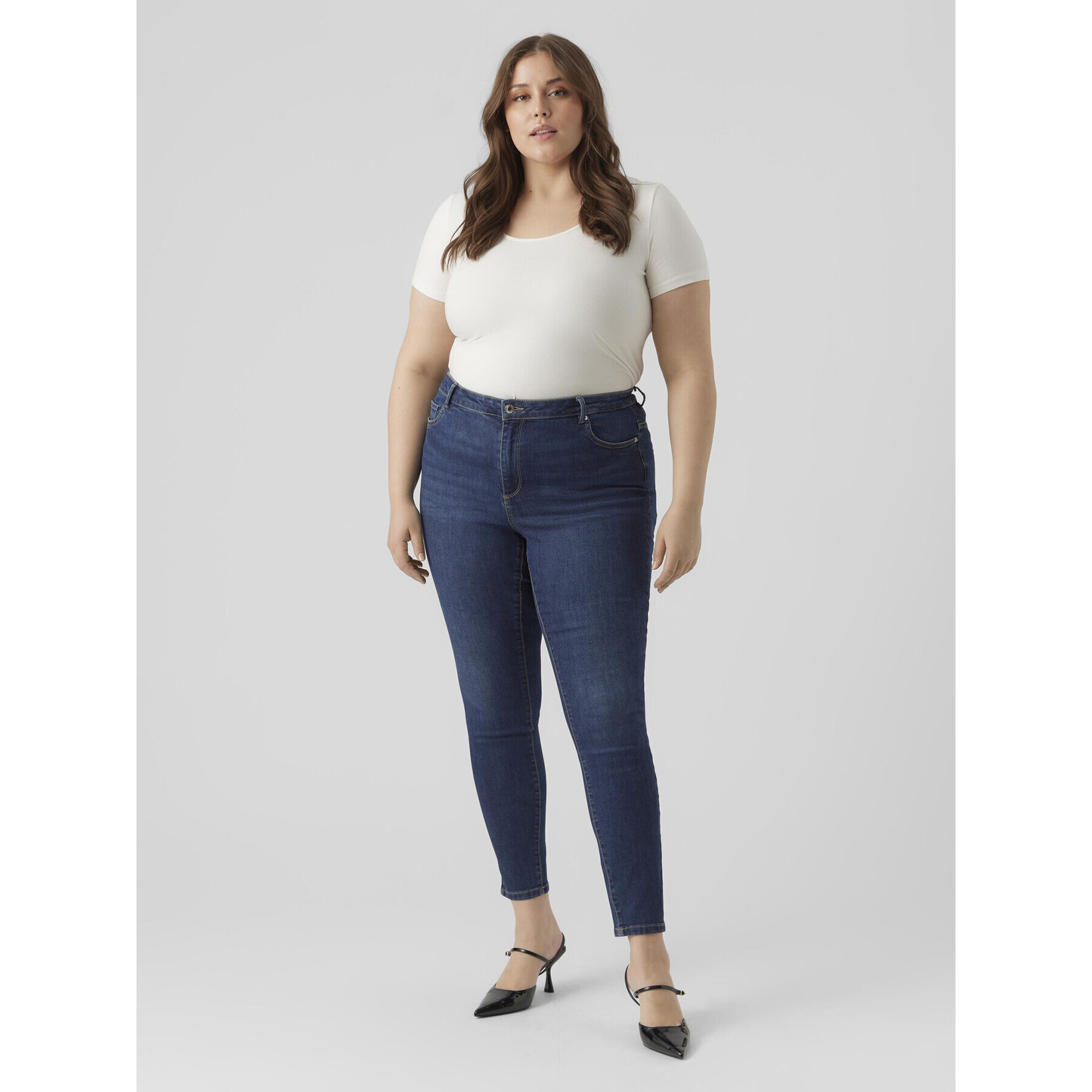 Vero Moda Curve Дънки Phia 10285012 Тъмносин Skinny Fit - Pepit.bg