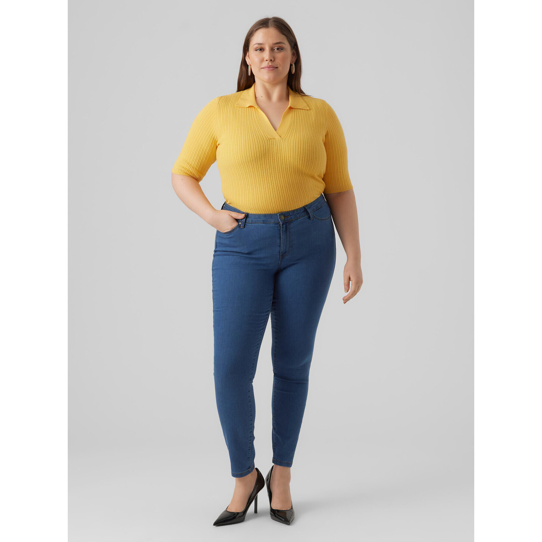 Vero Moda Curve Дънки Rudy 10287062 Син Slim Fit - Pepit.bg