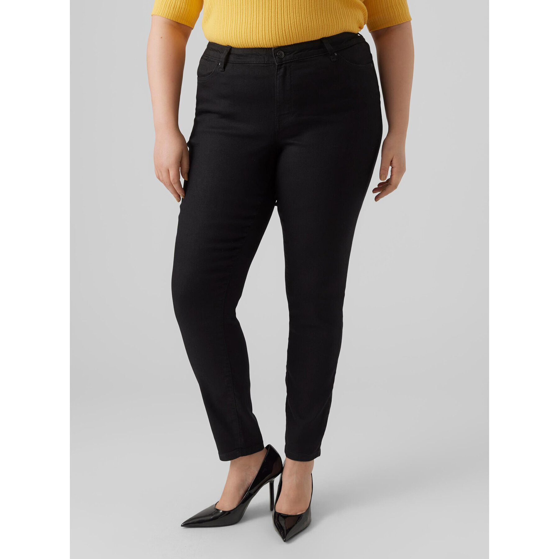 Vero Moda Curve Дънки Rudy 10287063 Черен Slim Fit - Pepit.bg