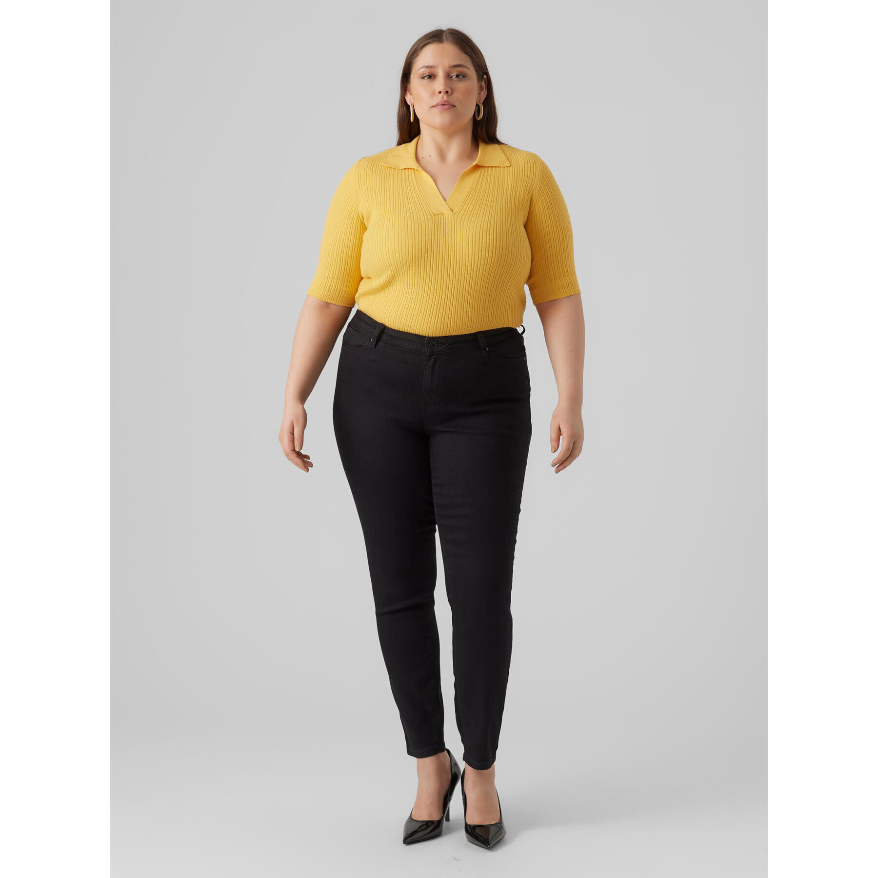 Vero Moda Curve Дънки Rudy 10287063 Черен Slim Fit - Pepit.bg
