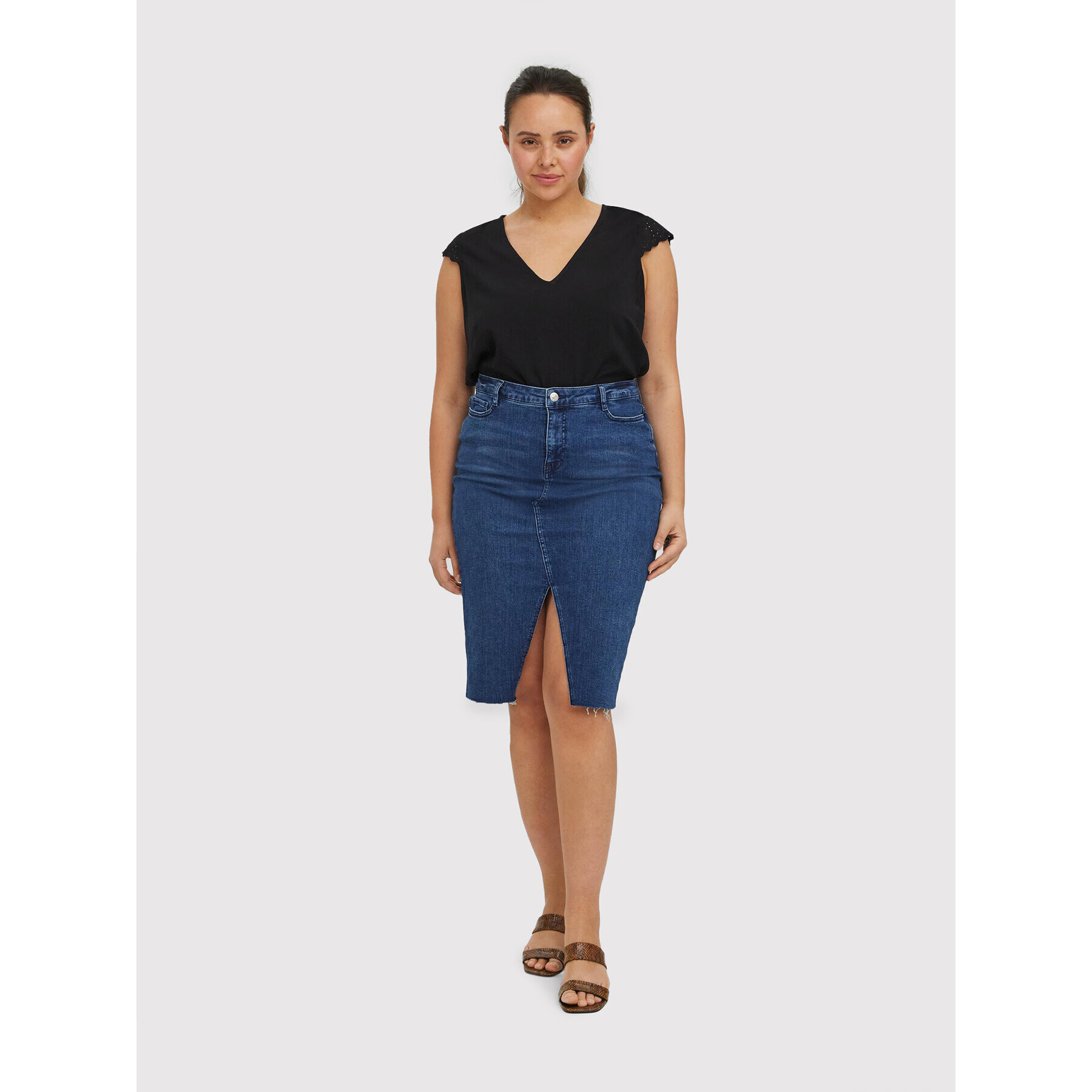 Vero Moda Curve Дънкова пола Mille 10265190 Син Regular Fit - Pepit.bg