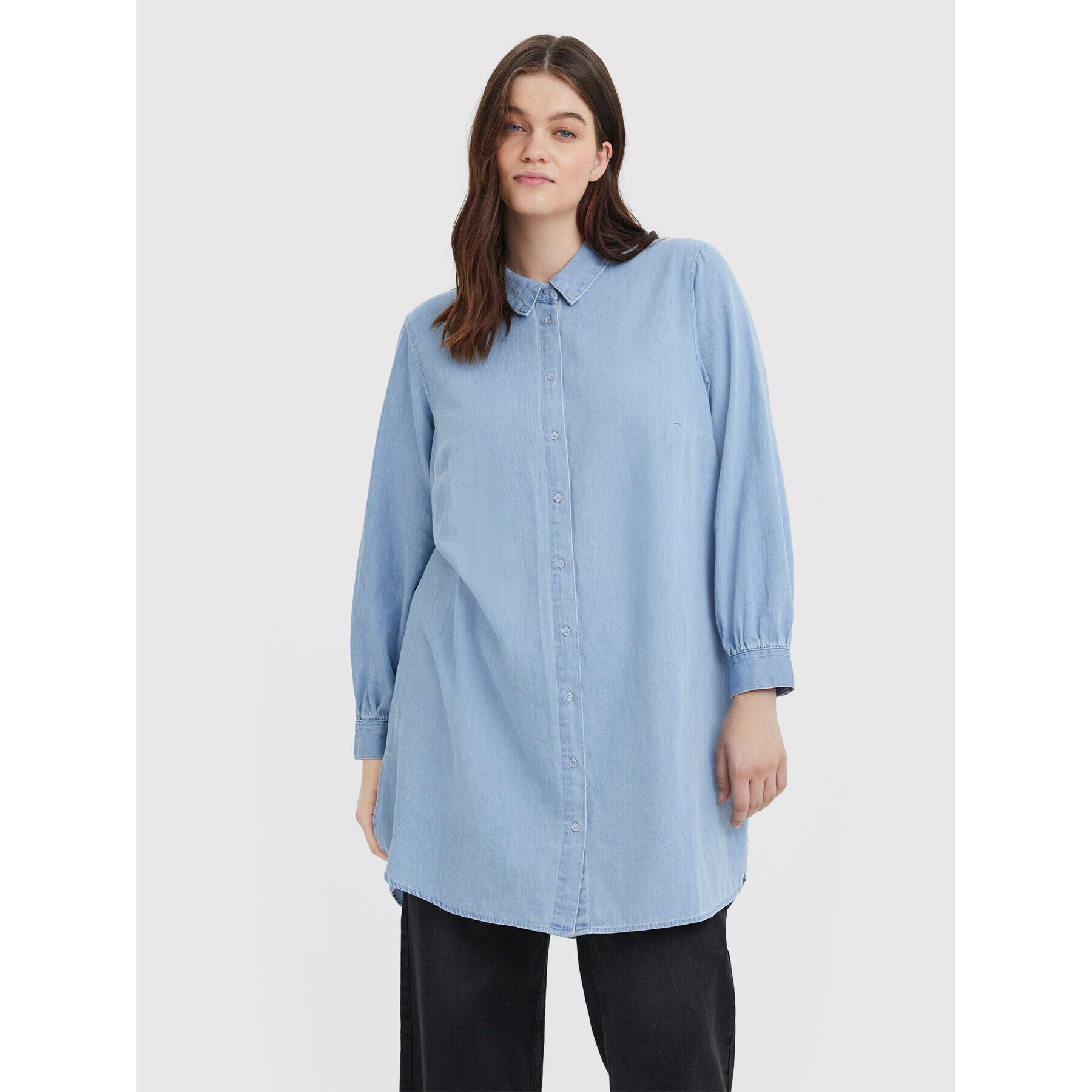 Vero Moda Curve дънкова риза Lindsey 10266775 Син Regular Fit - Pepit.bg