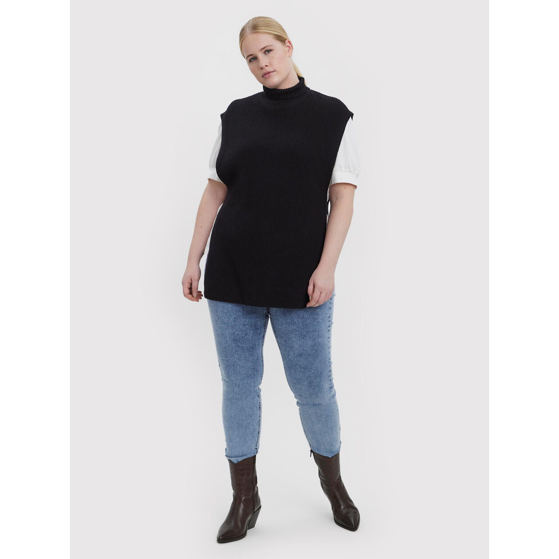 Vero Moda Curve Пуловер Myrna 10252749 Черен Regular Fit - Pepit.bg