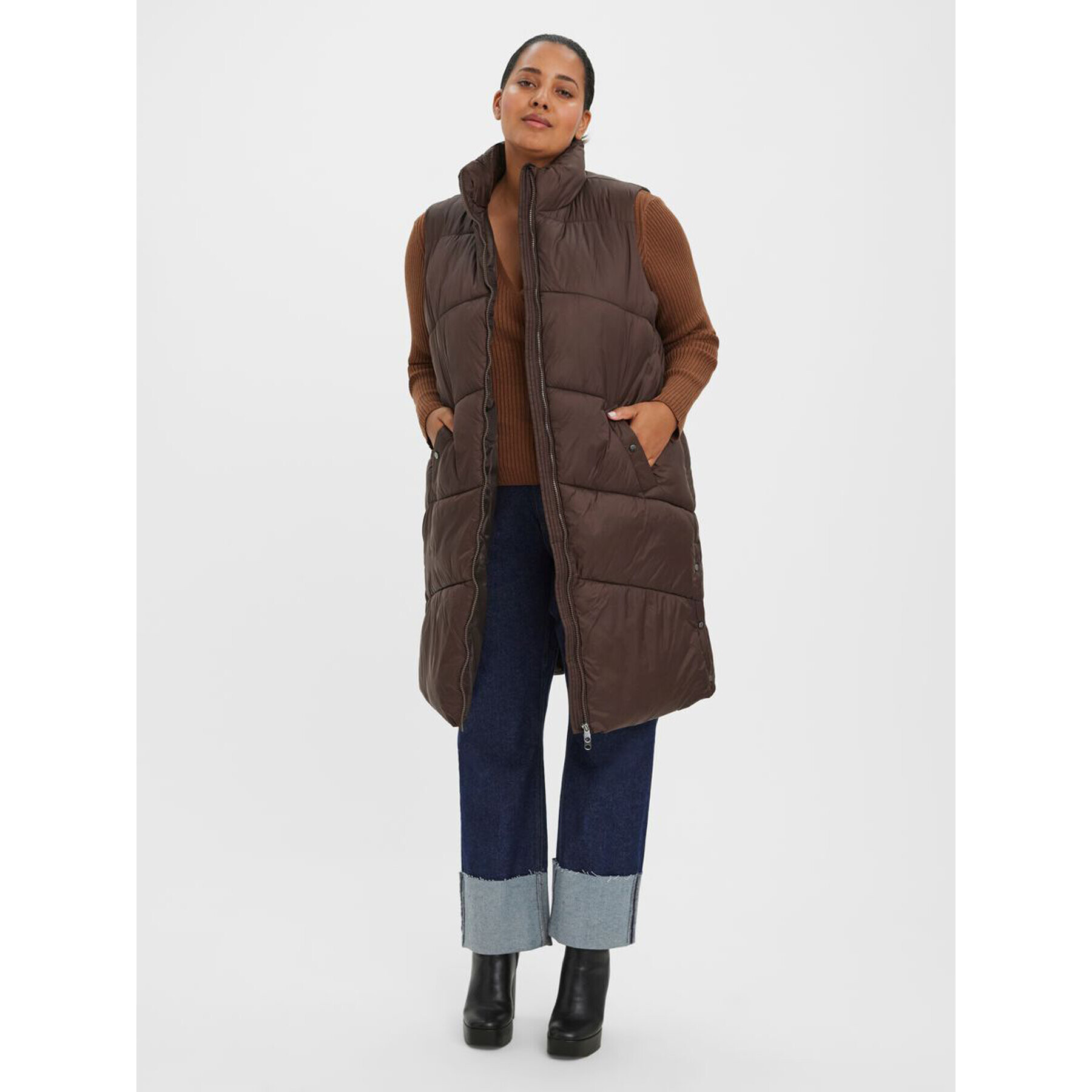Vero Moda Curve Елек Uppsala 10256506 Кафяв Regular Fit - Pepit.bg