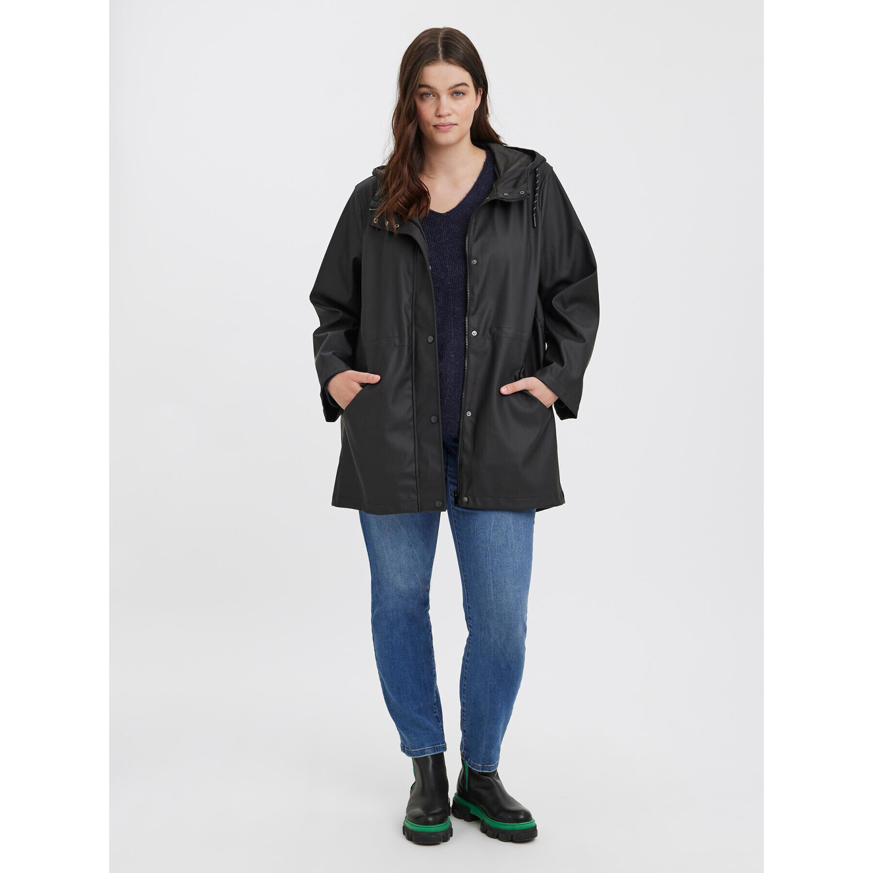 Vero Moda Curve Яке за дъжд Malou 10258070 Черен Regular Fit - Pepit.bg