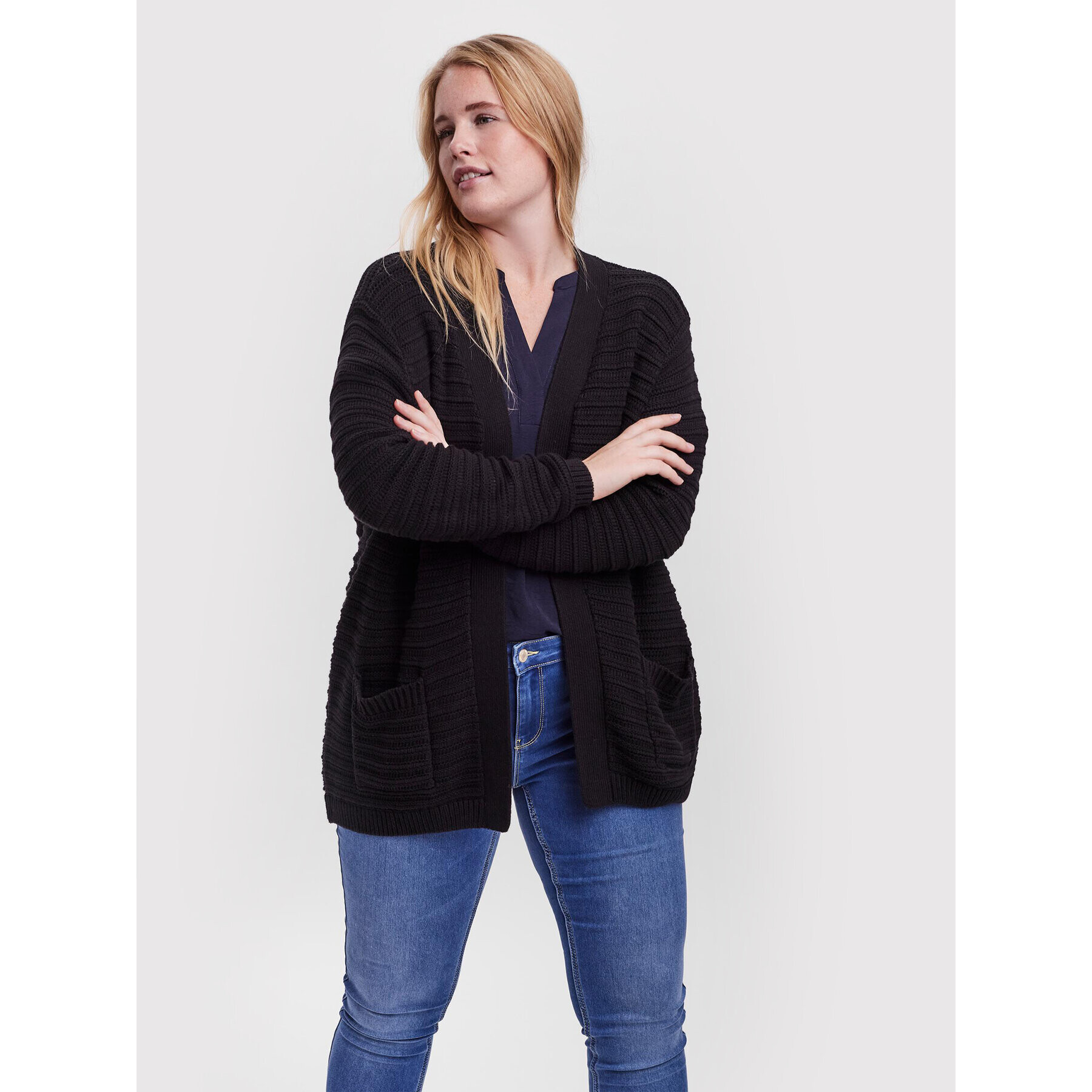 Vero Moda Curve Кардиган Stila 10252752 Черен Regular Fit - Pepit.bg